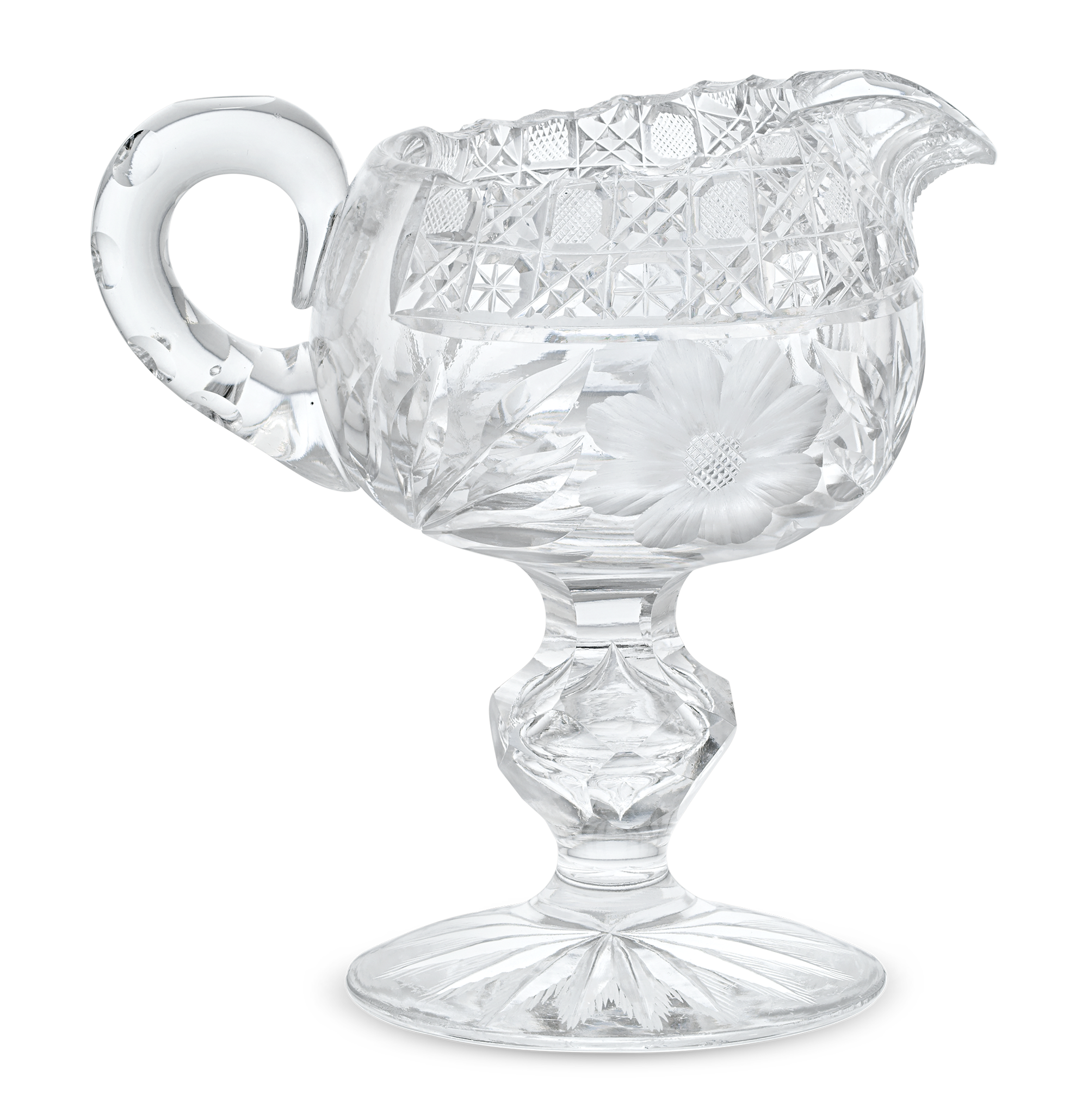 American Brilliant Period Cut Glass Creamer and Sugar Bowl