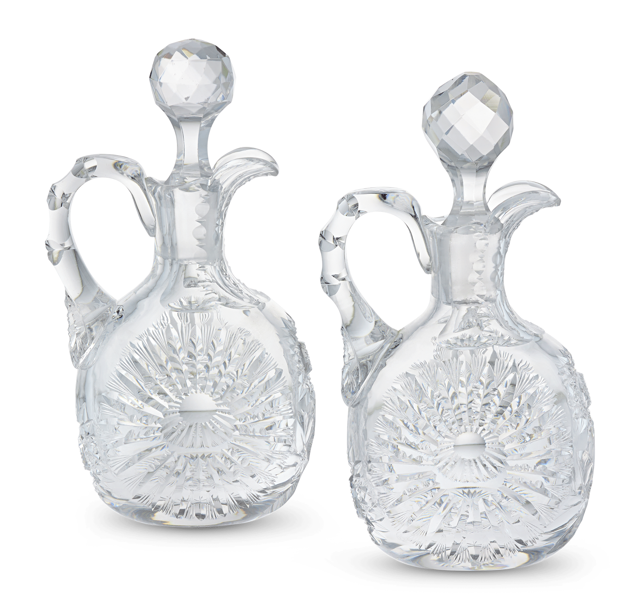 Pair of American Brilliant Cut Glass Cruets by Egginton