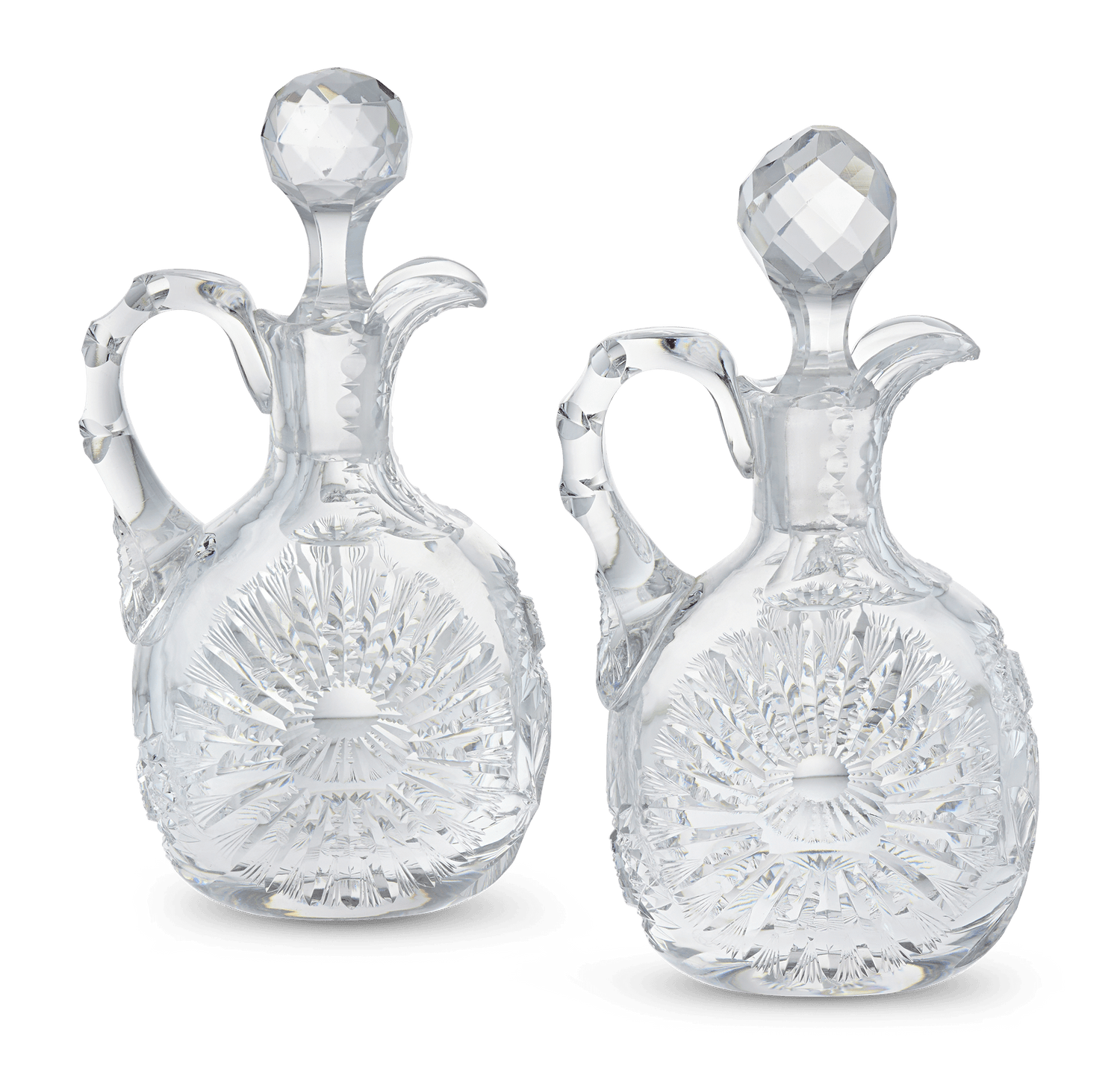 Pair of American Brilliant Cut Glass Cruets by Egginton