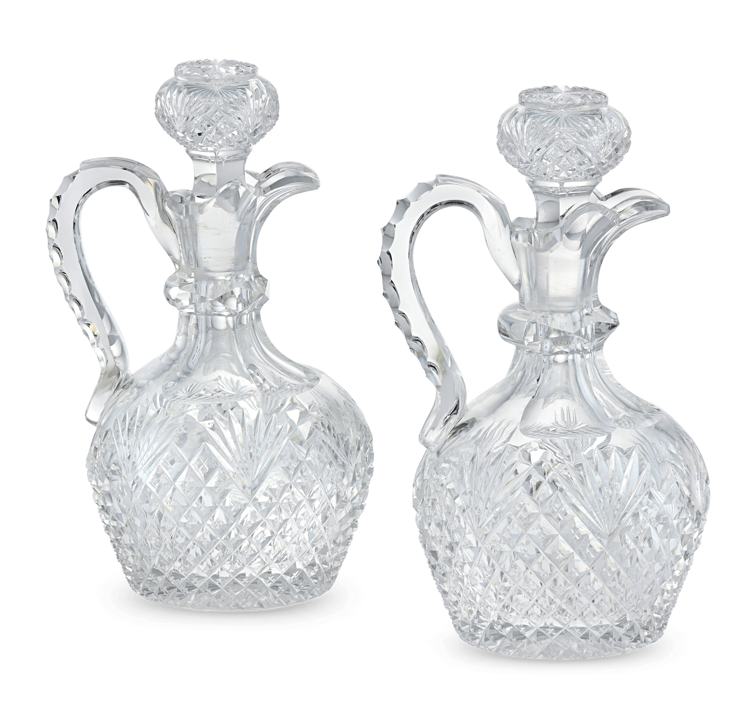 Pair of American Brilliant Period Cut Glass Cruets