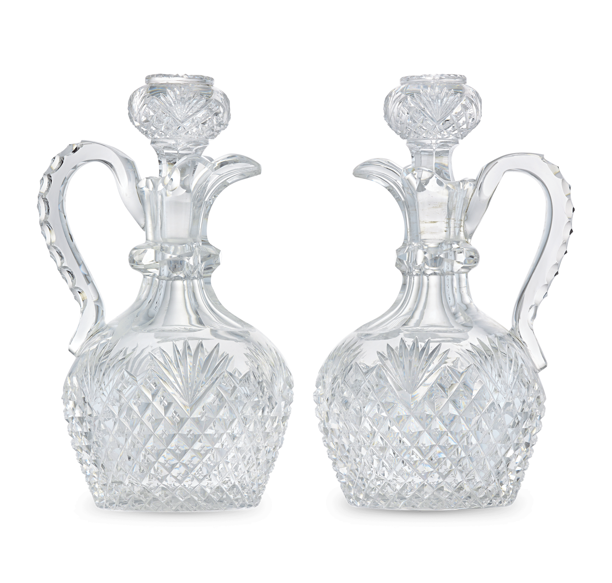 Pair of American Brilliant Period Cut Glass Cruets