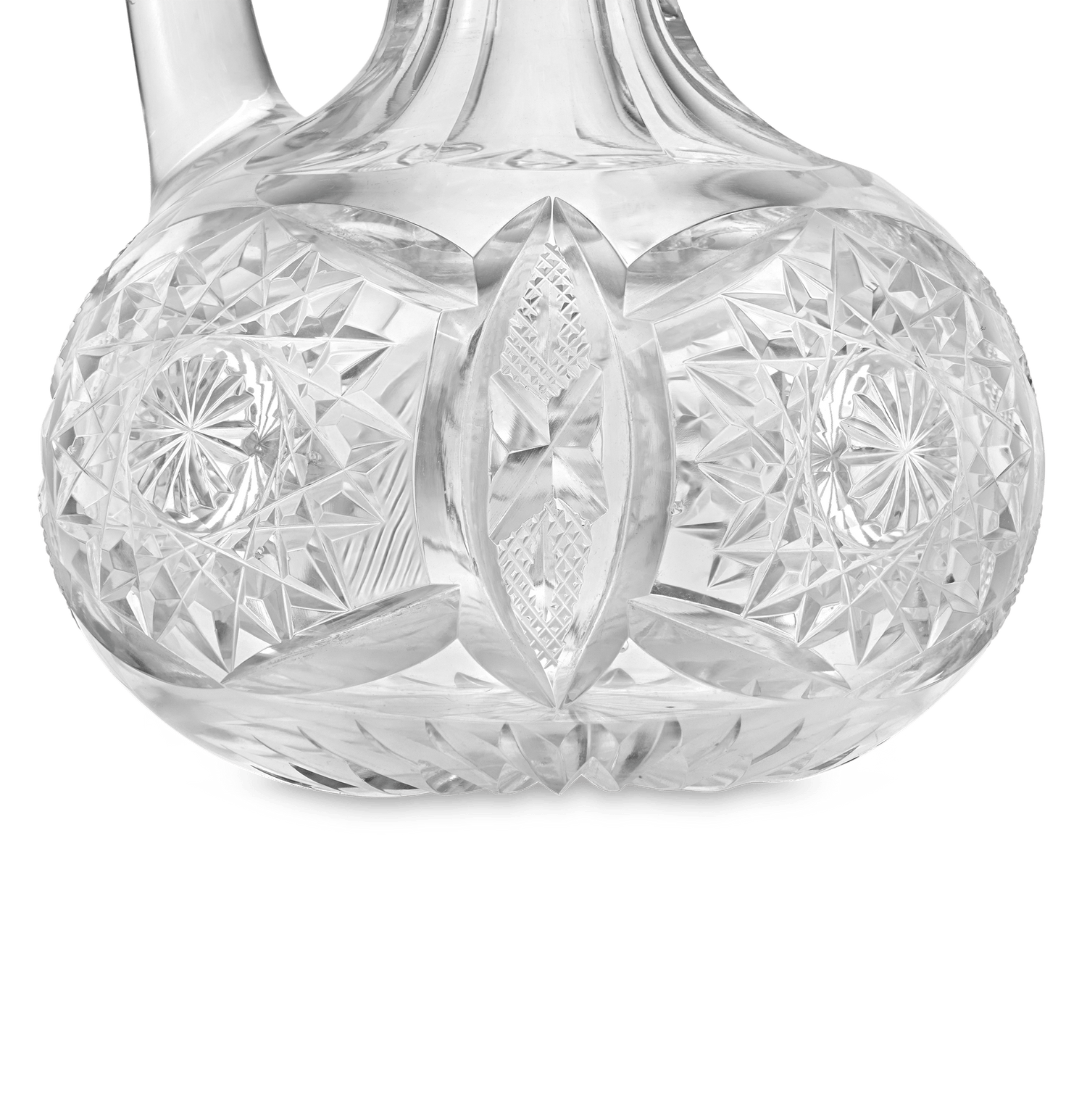 Hobstar and Strawberry Cut Glass Cruet Bottle