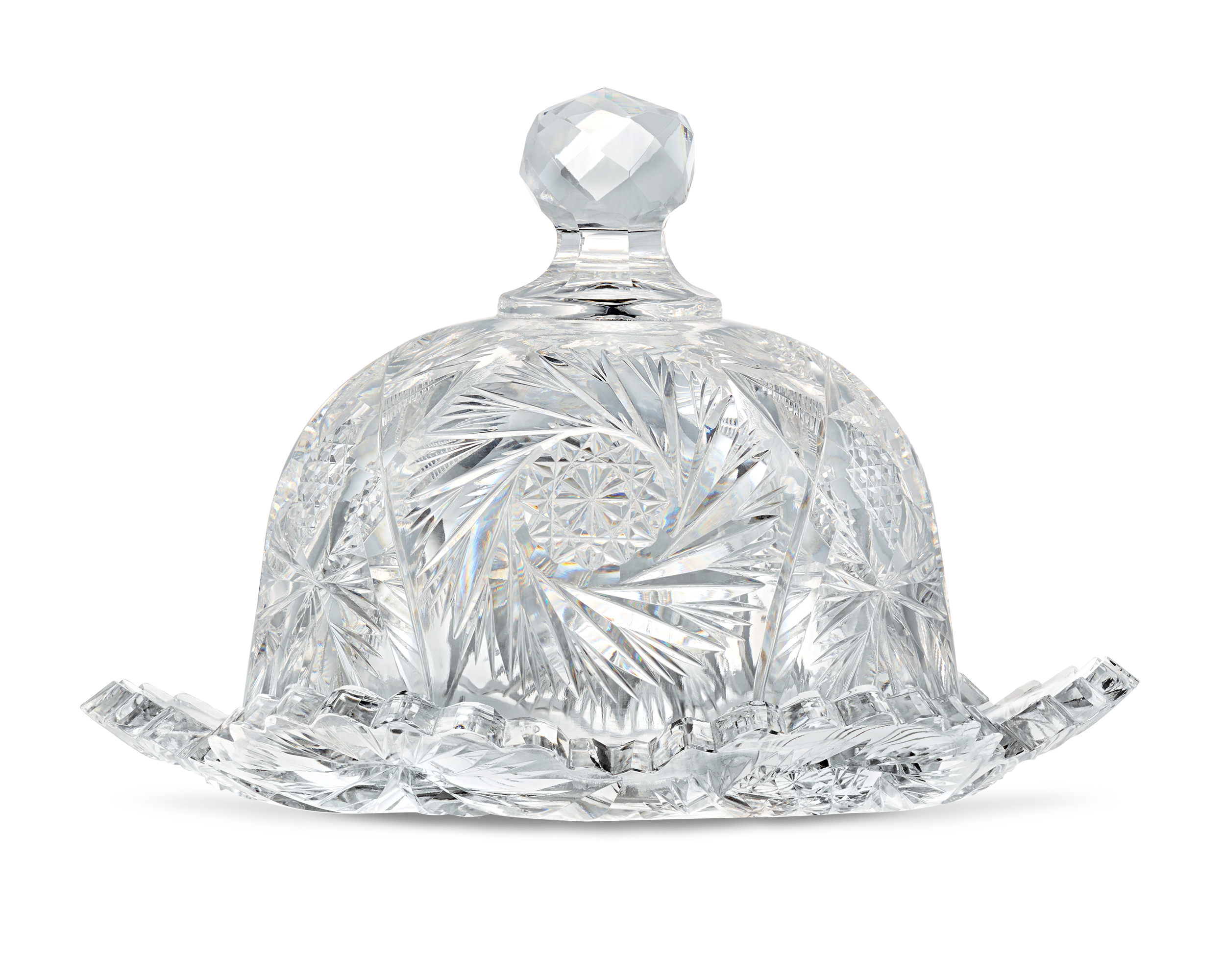 American Brilliant Period Cut Glass Butter Dish