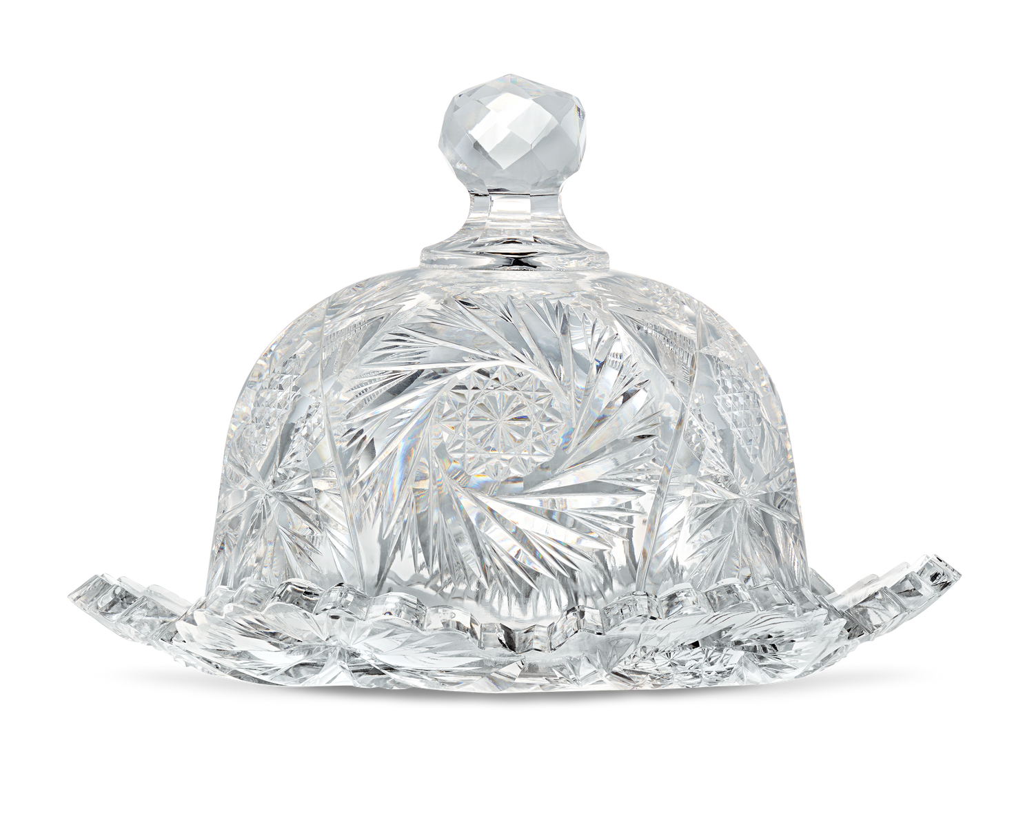 American Brilliant Period Cut Glass Butter Dish