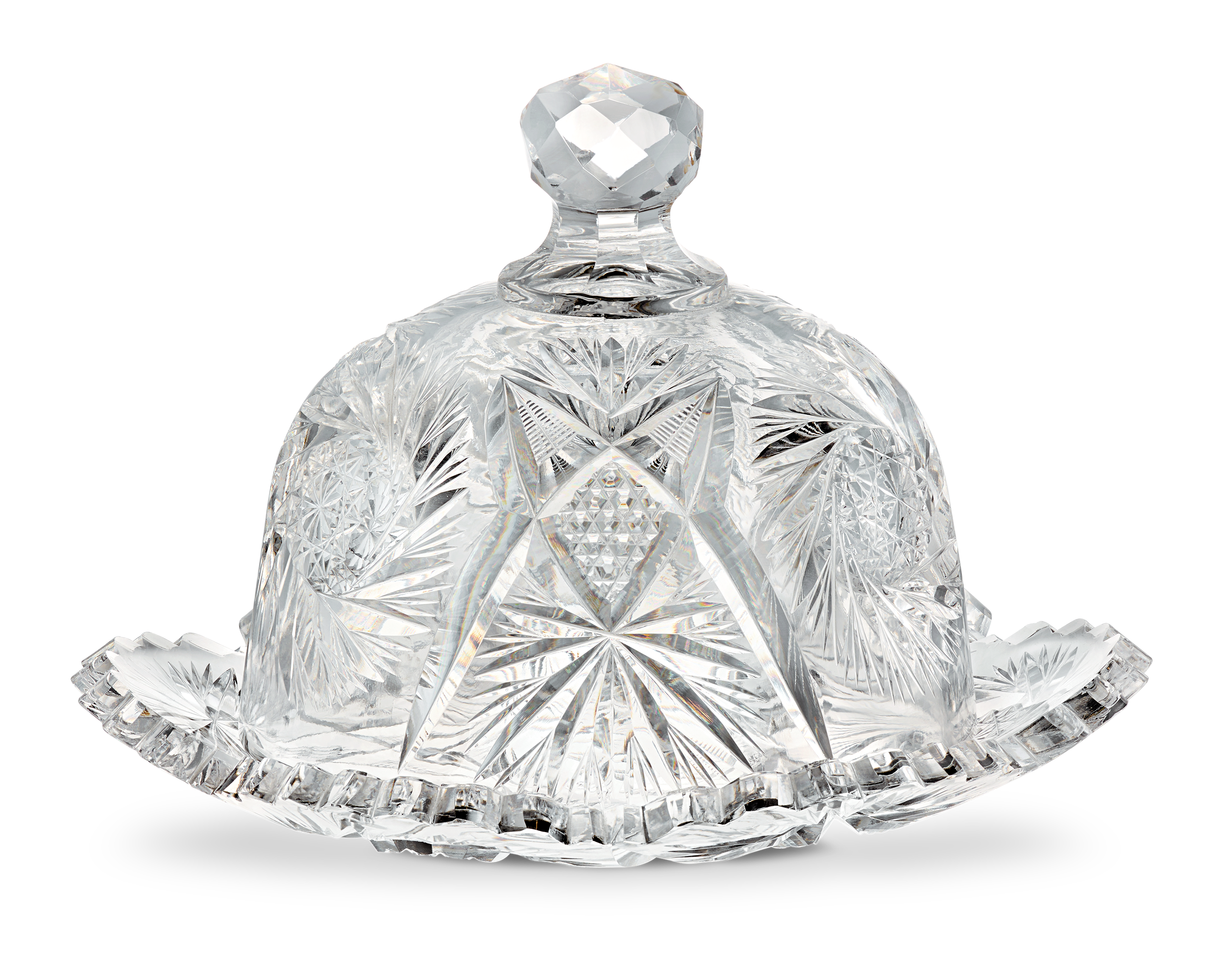 American Brilliant Period Cut Glass Butter Dish