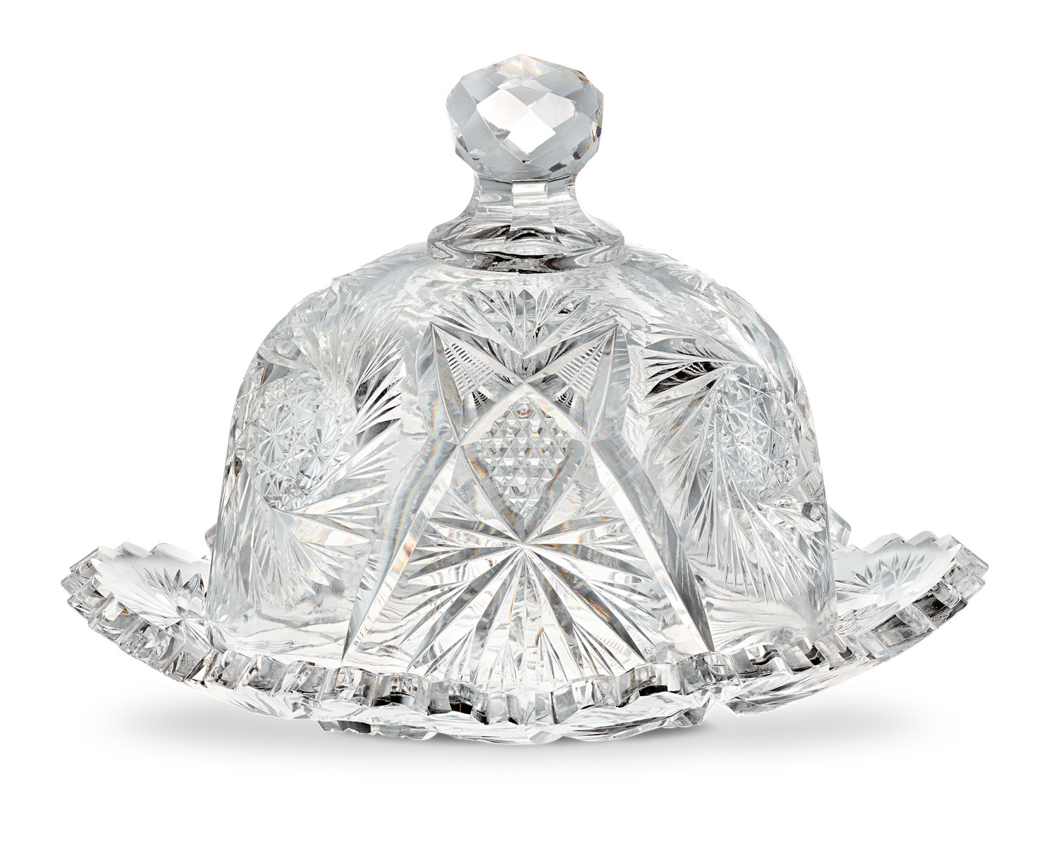 American Brilliant Period Cut Glass Butter Dish