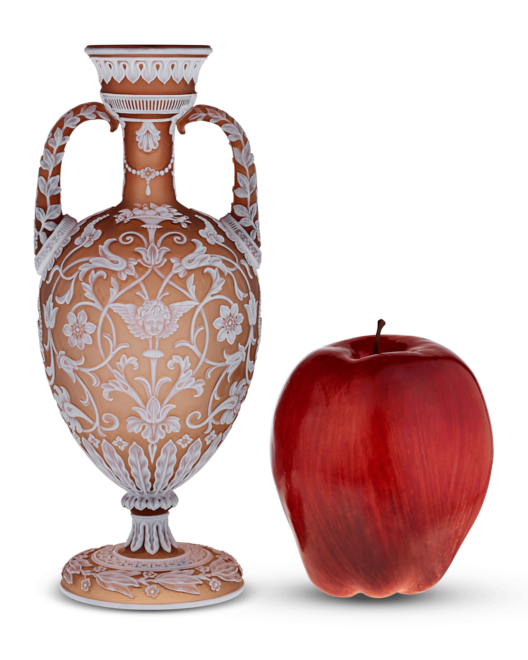 Thomas Webb & Son Two-Handled Cameo Amphora Vase by Thomas Woodall