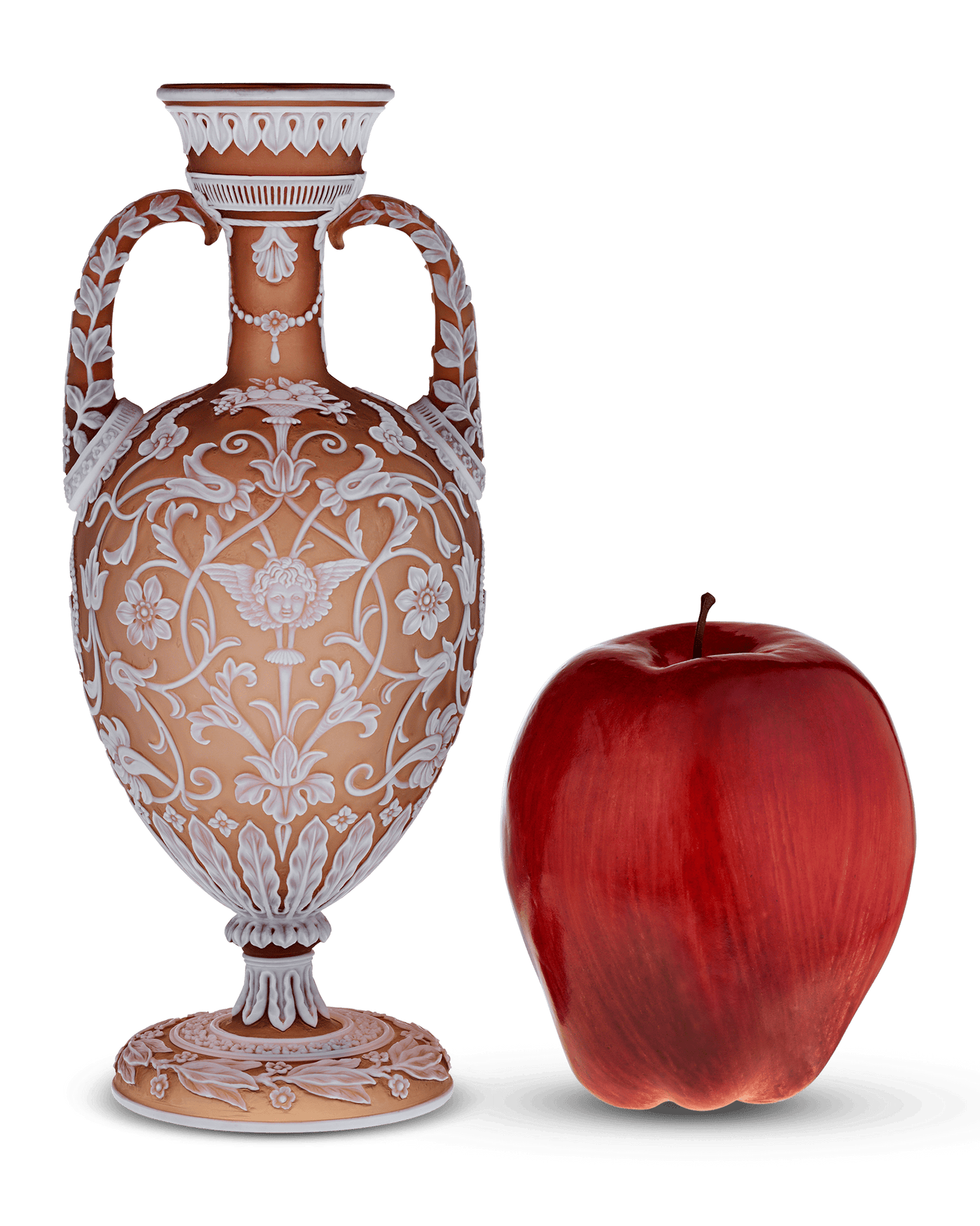 Thomas Webb & Son Two-Handled Cameo Amphora Vase by Thomas Woodall