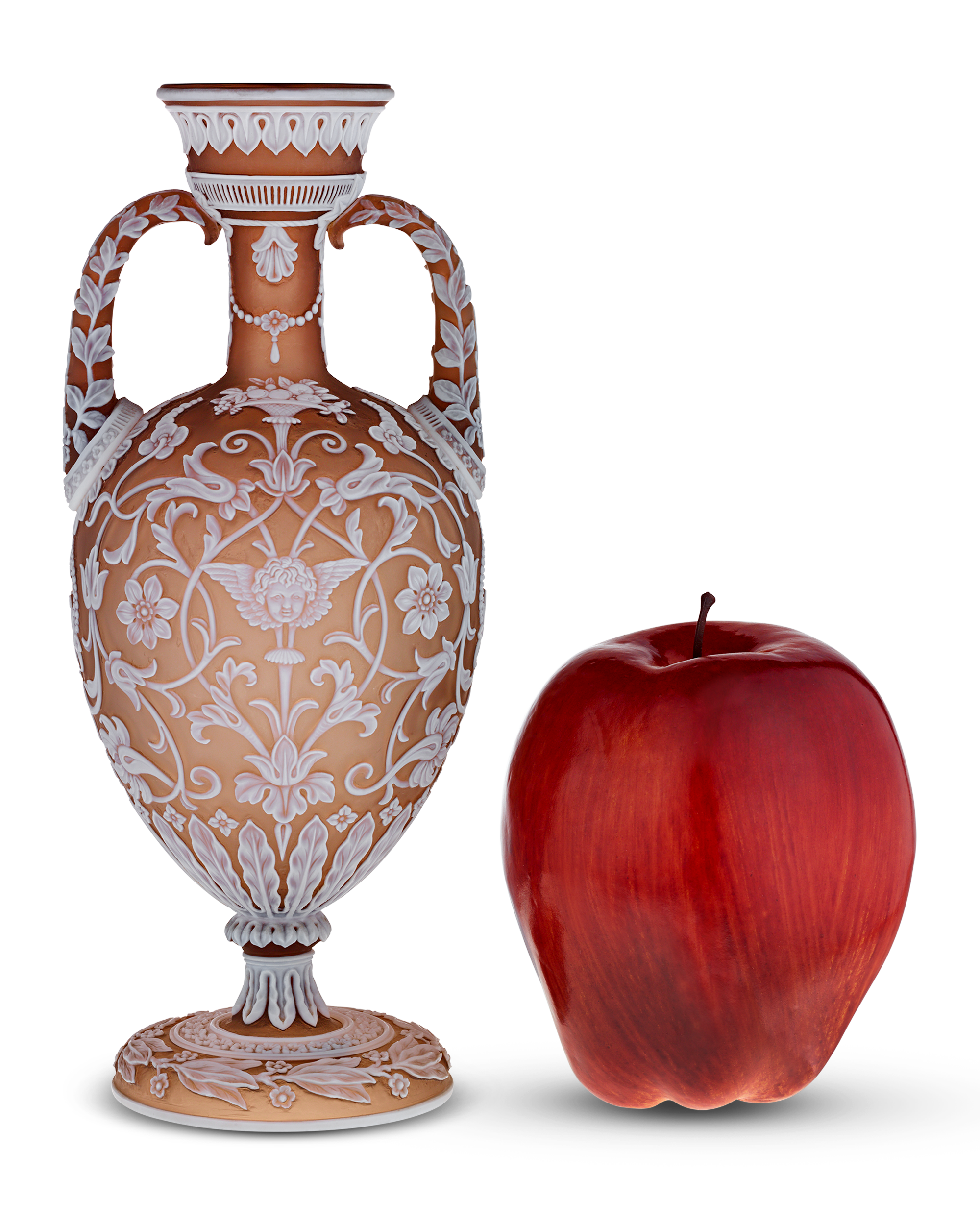 Thomas Webb & Son Two-Handled Cameo Amphora Vase by Thomas Woodall