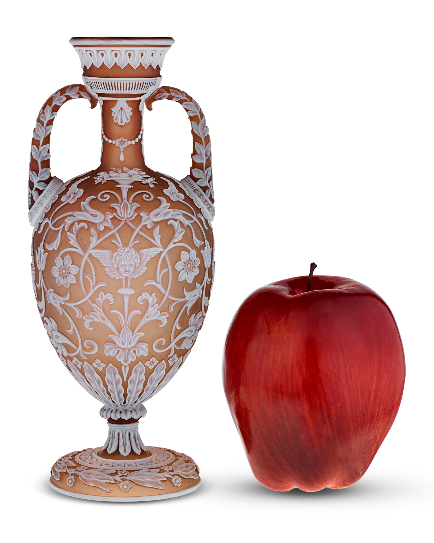 Thomas Webb & Son Two-Handled Cameo Amphora Vase by Thomas Woodall