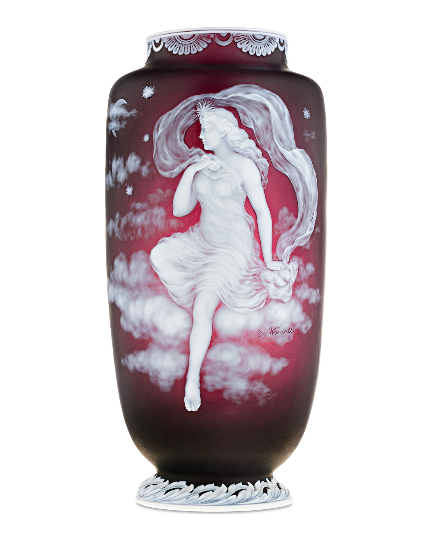 Thomas Webb & Sons Cameo Luna Vase by George Woodall