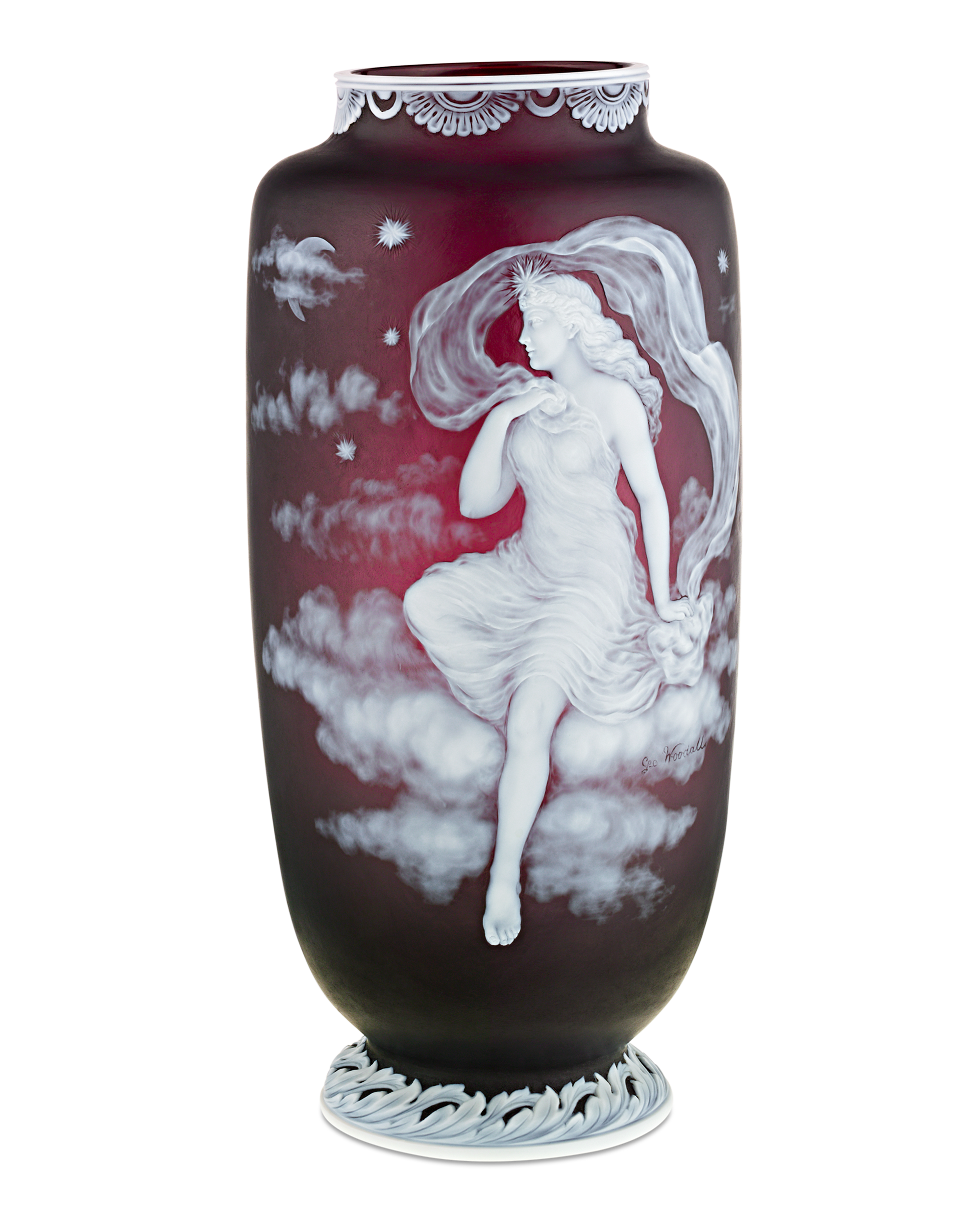 Thomas Webb & Sons Cameo Luna Vase by George Woodall