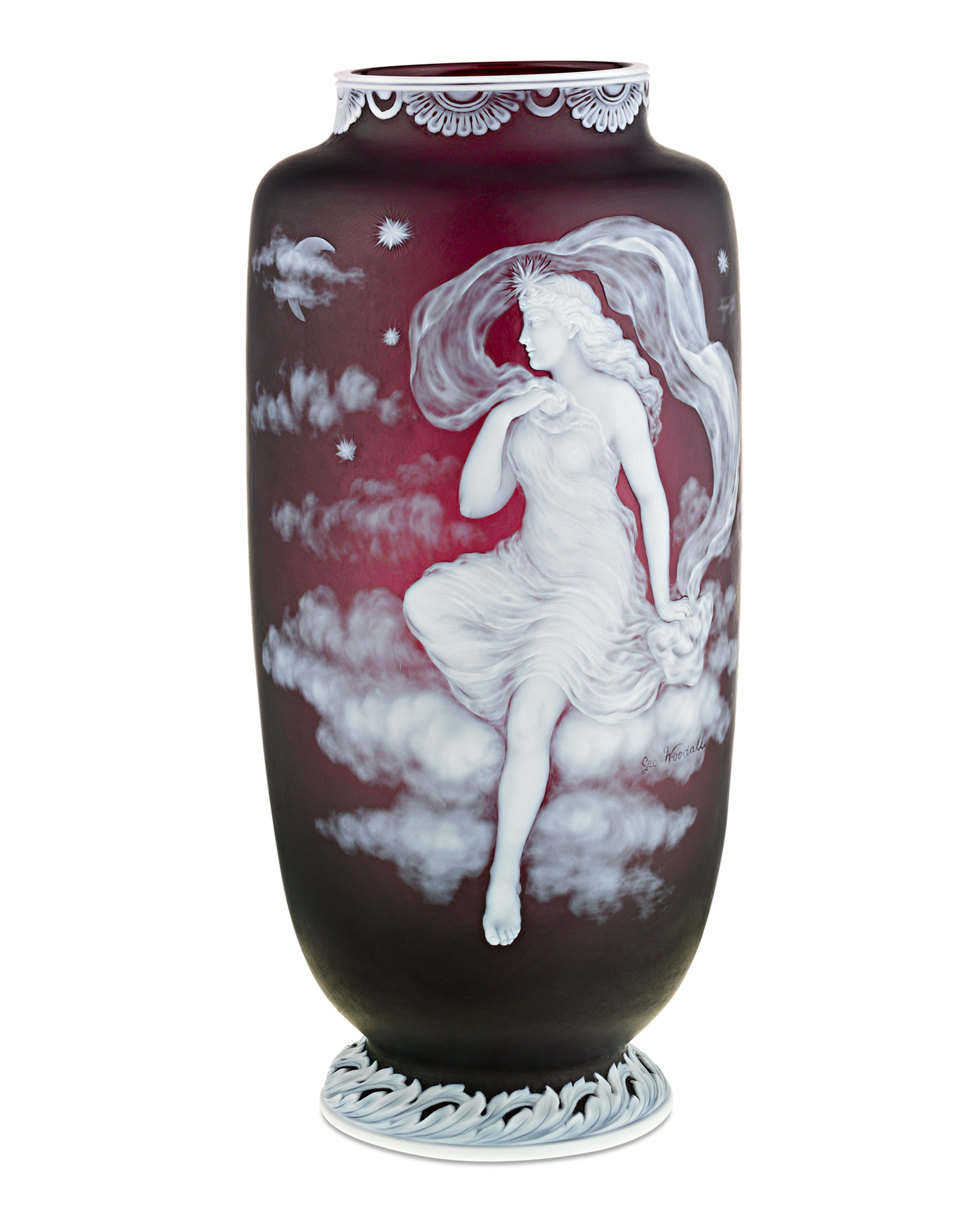 Thomas Webb & Sons Cameo Luna Vase by George Woodall