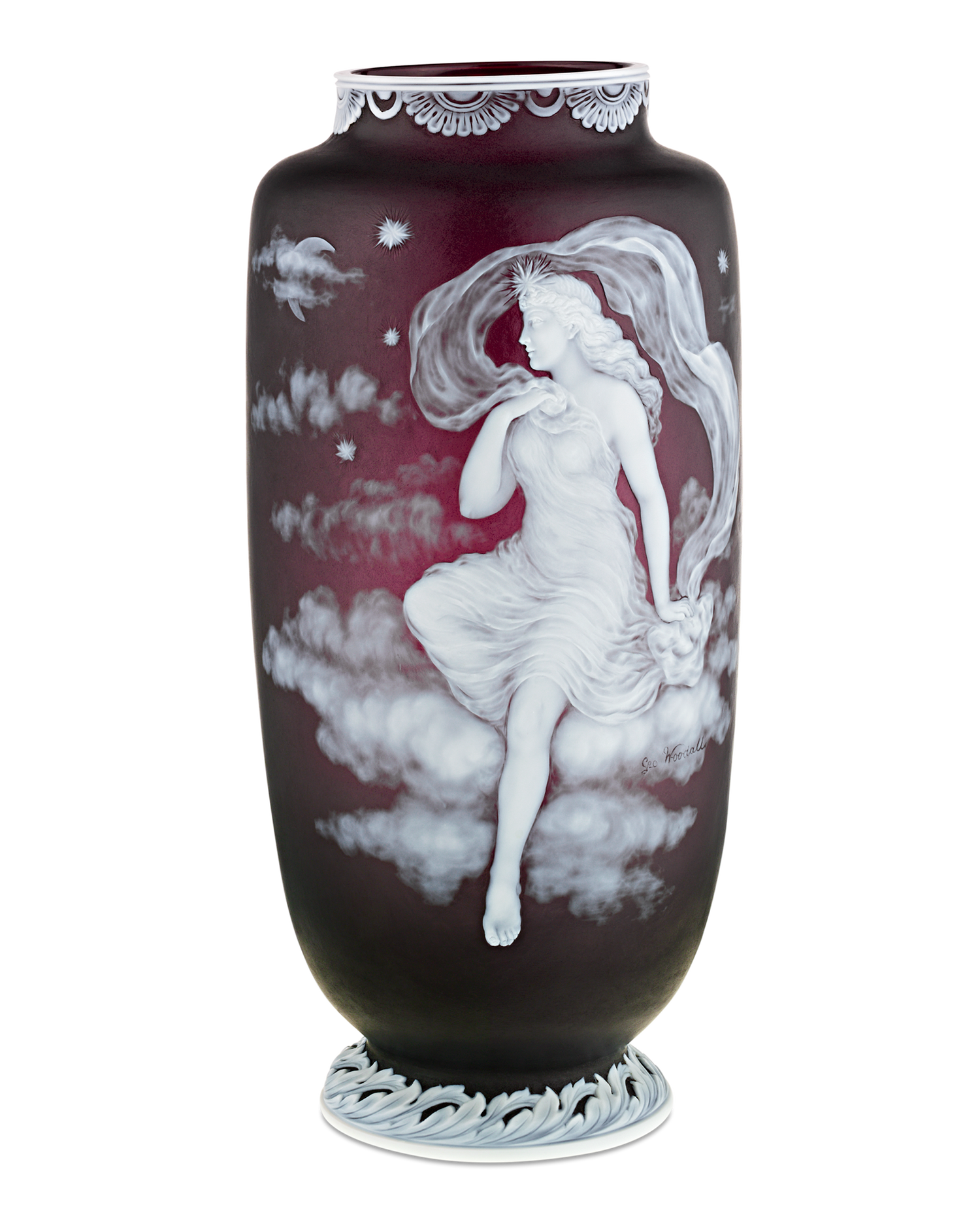 Thomas Webb & Sons Cameo Luna Vase by George Woodall