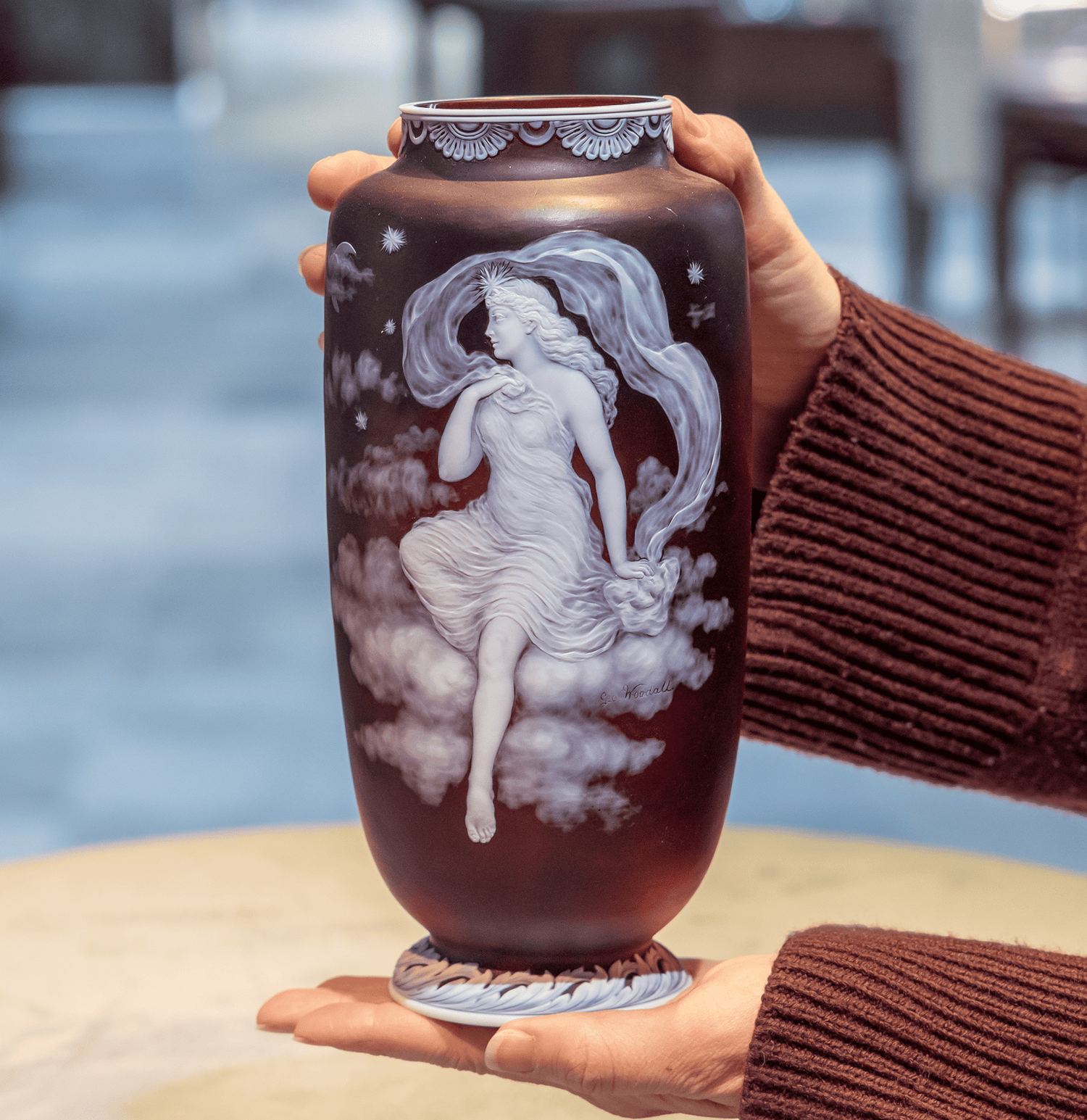 Thomas Webb & Sons Cameo Luna Vase by George Woodall