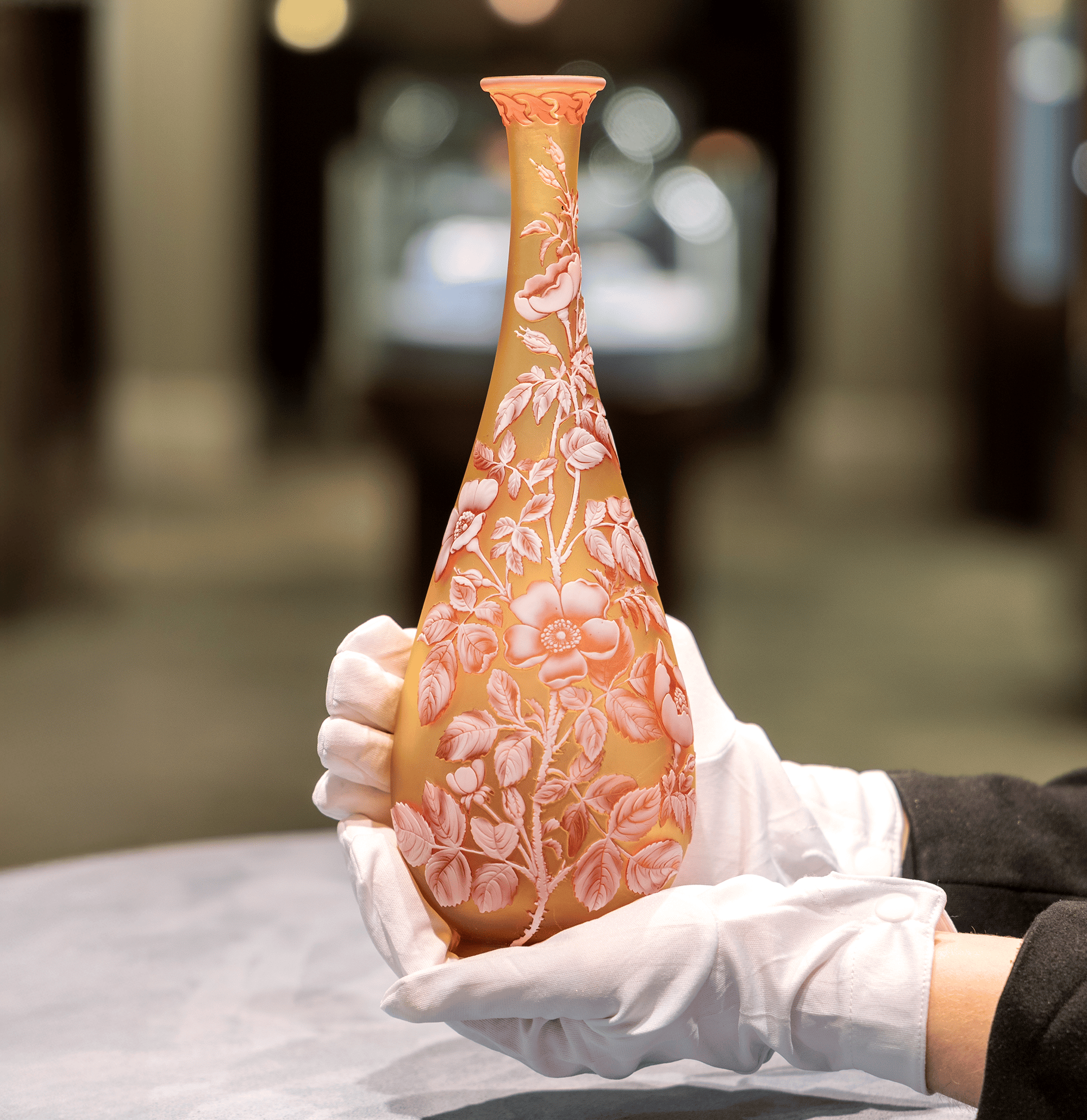 Thomas Webb & Sons Tri-Color Cameo Vase