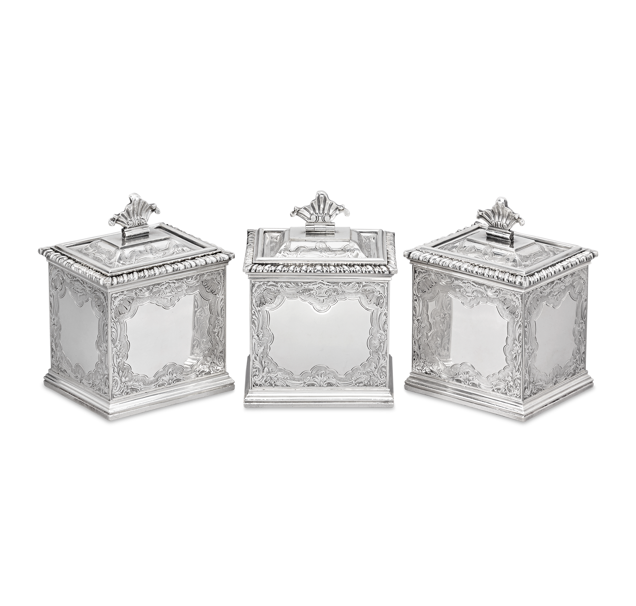 Georgian Silver Tea Caddy Set by James Shruder