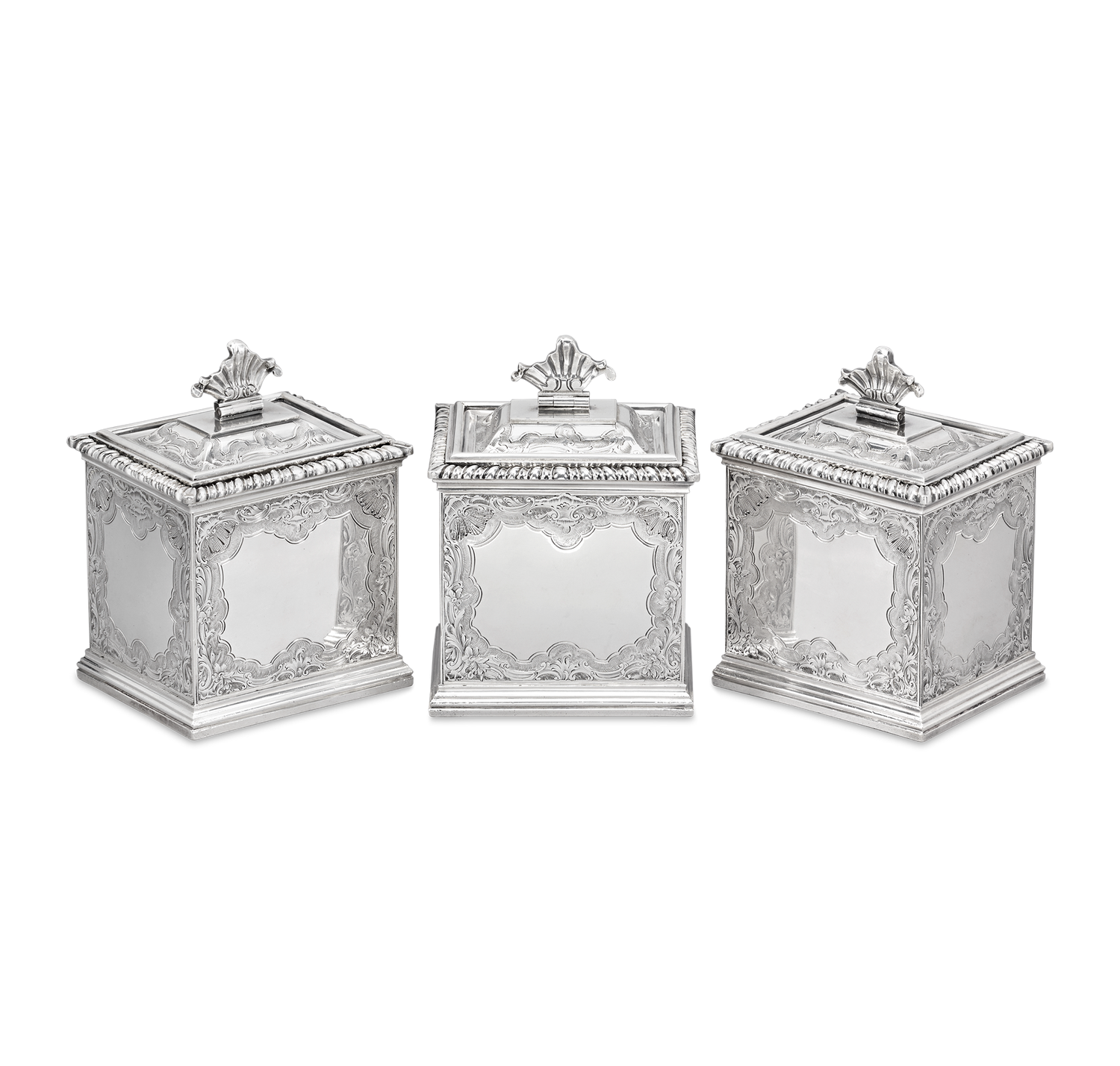 Georgian Silver Tea Caddy Set by James Shruder