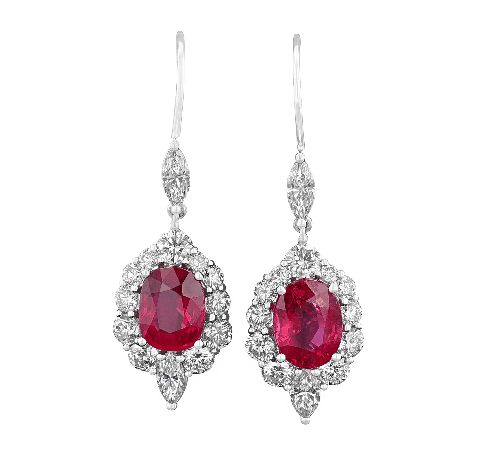 Mozambique Ruby Dangle Earrings, 4.48 carats