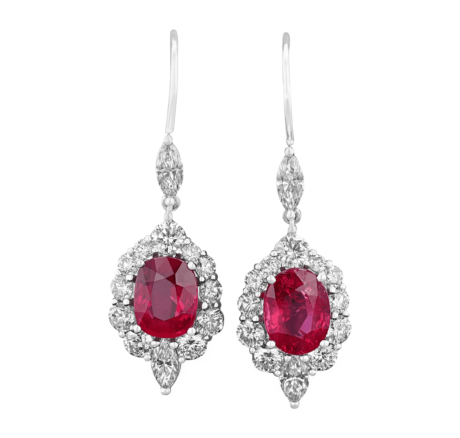 Mozambique Ruby Dangle Earrings, 4.48 carats