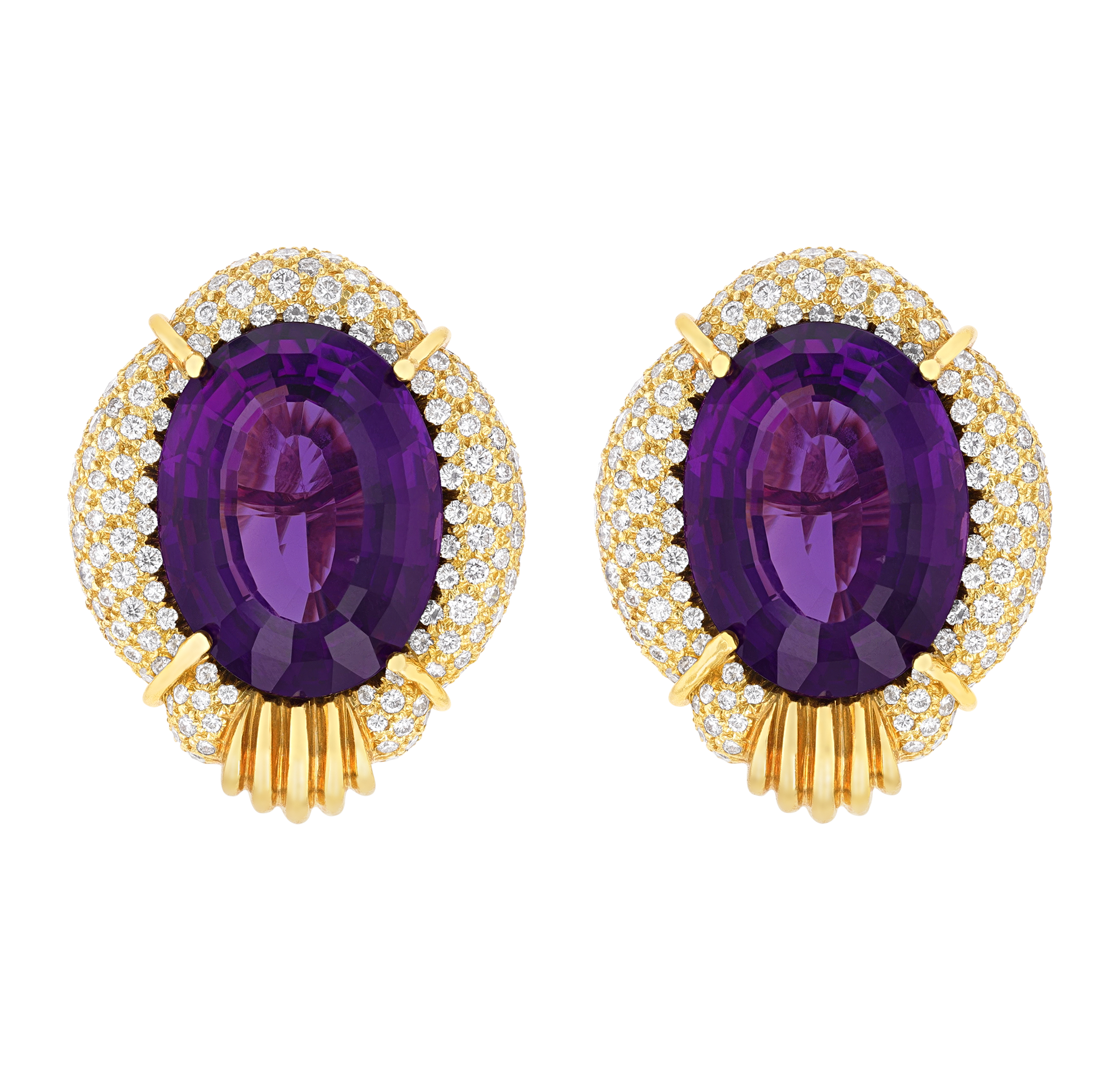 Henry Dunay Amethyst and Diamond Earrings, 39.75 Carats