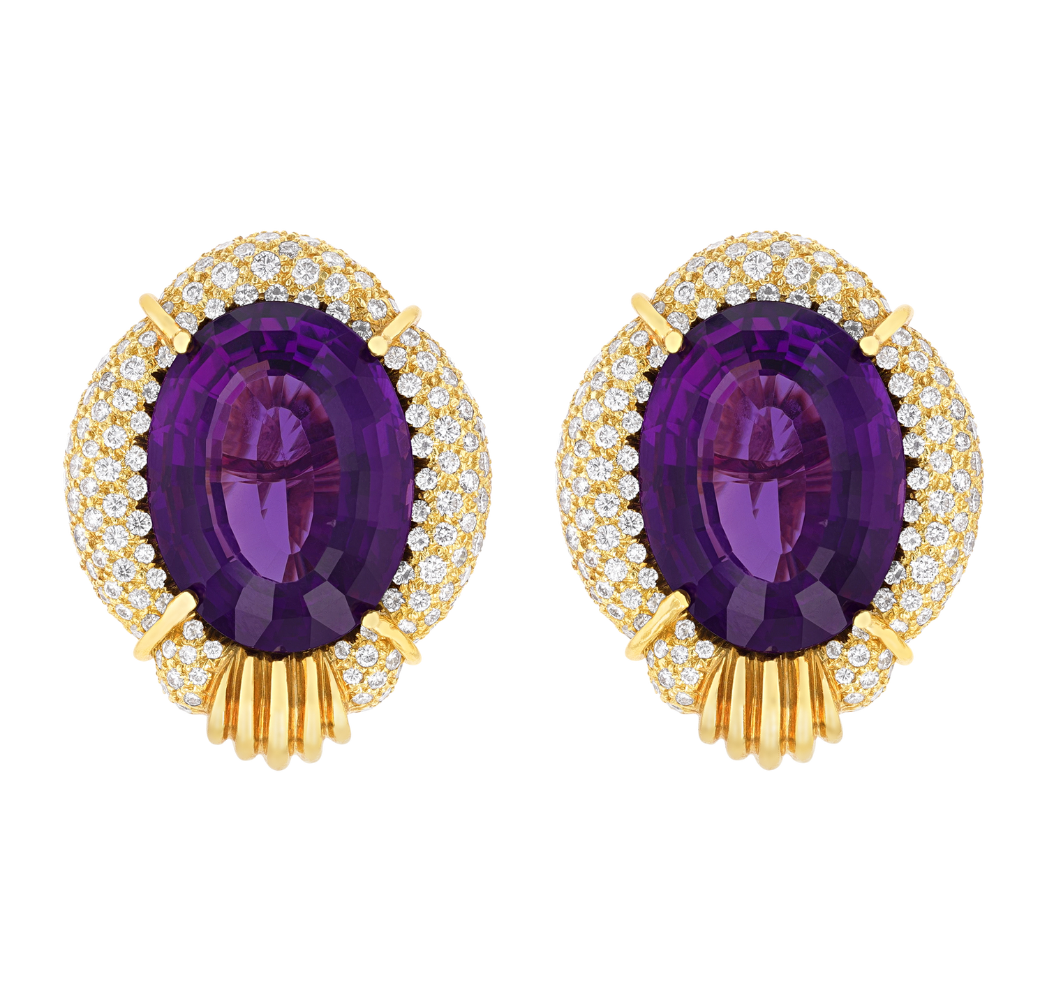 Henry Dunay Amethyst and Diamond Earrings, 39.75 Carats