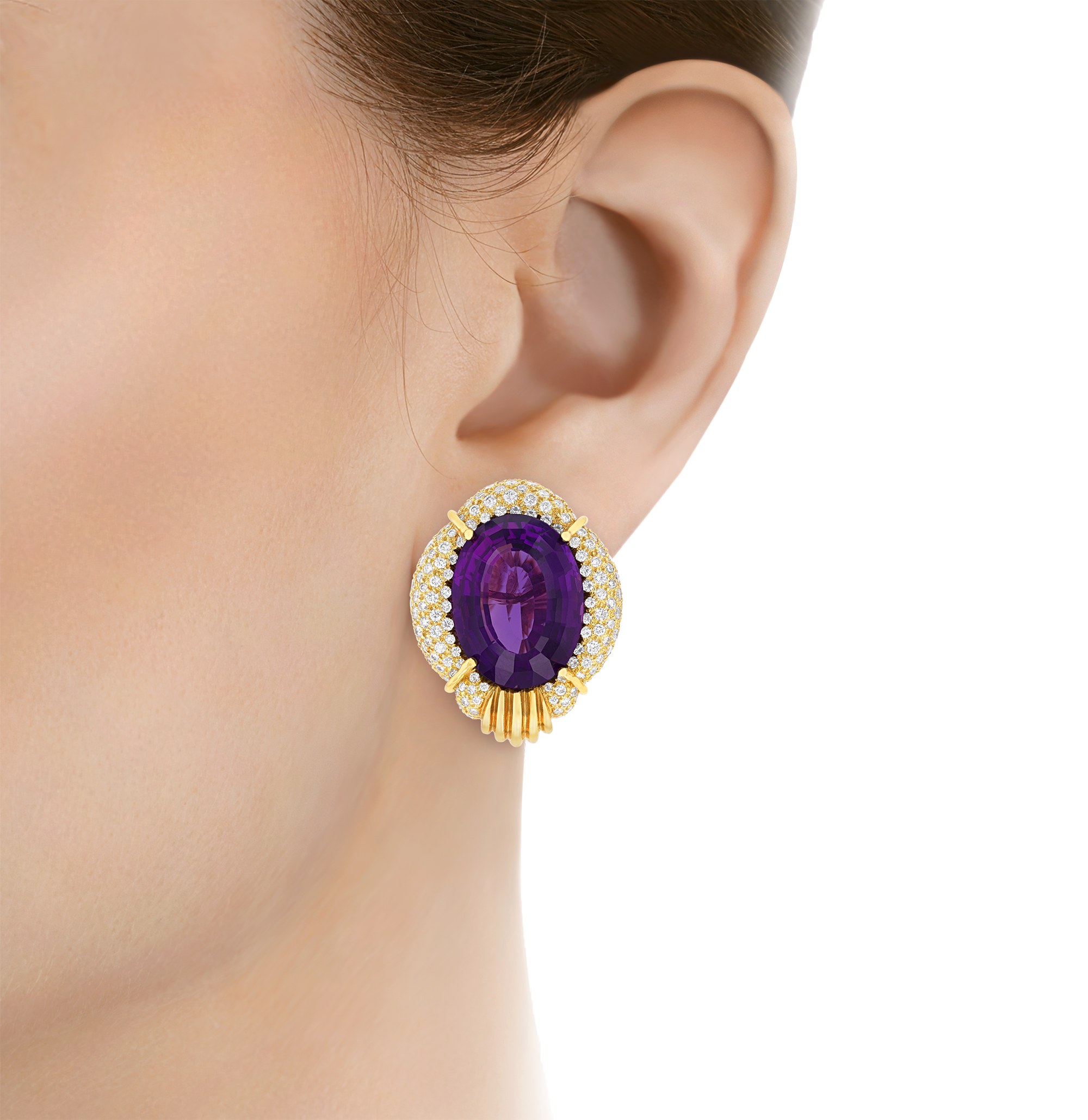 Henry Dunay Amethyst and Diamond Earrings, 39.75 Carats