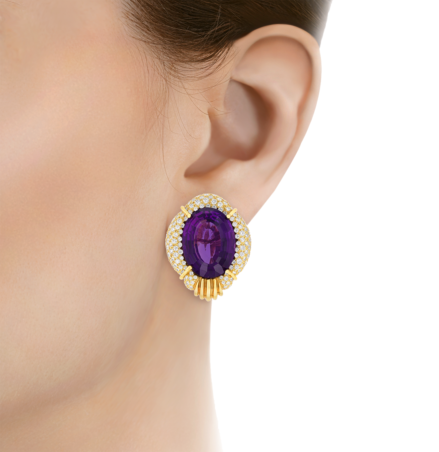 Henry Dunay Amethyst and Diamond Earrings, 39.75 Carats