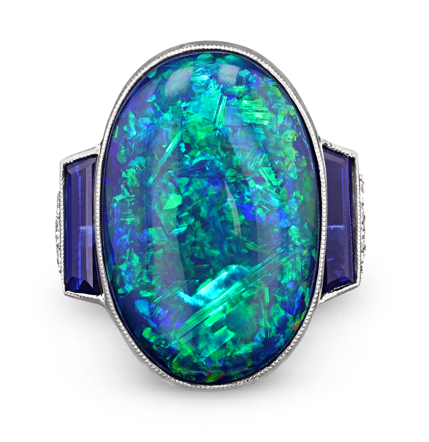 Australian Black Opal Ring, 11.80 carats