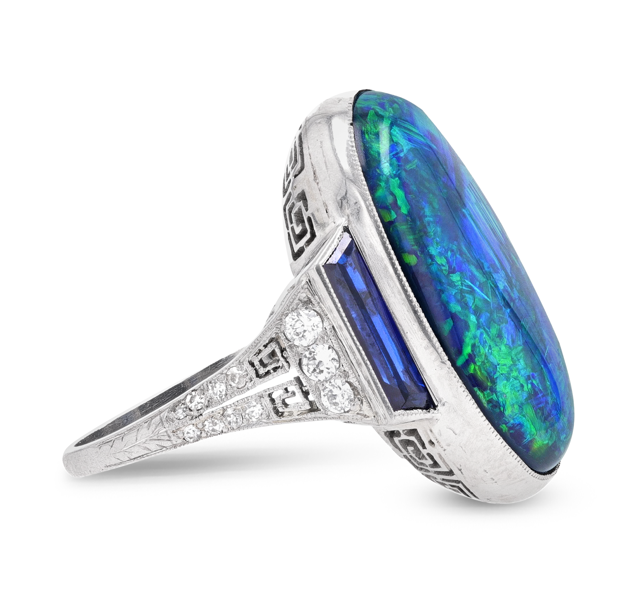 Australian Black Opal Ring, 11.80 carats