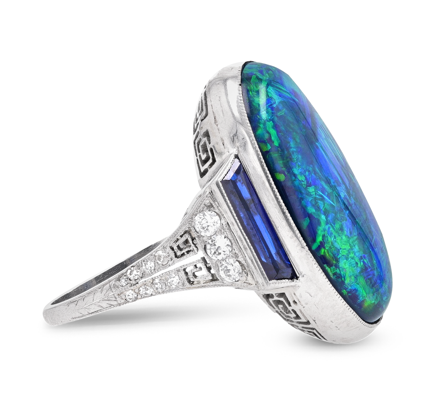 Australian Black Opal Ring, 11.80 carats