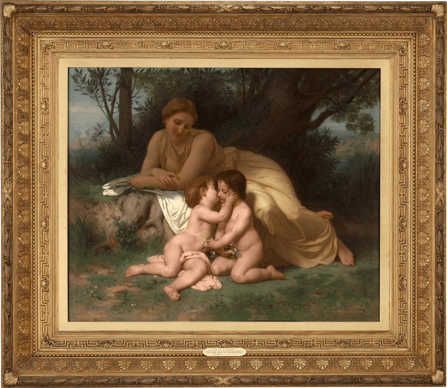 Young Mother Contemplating Two Embracing Children by William-Adolphe Bouguereau