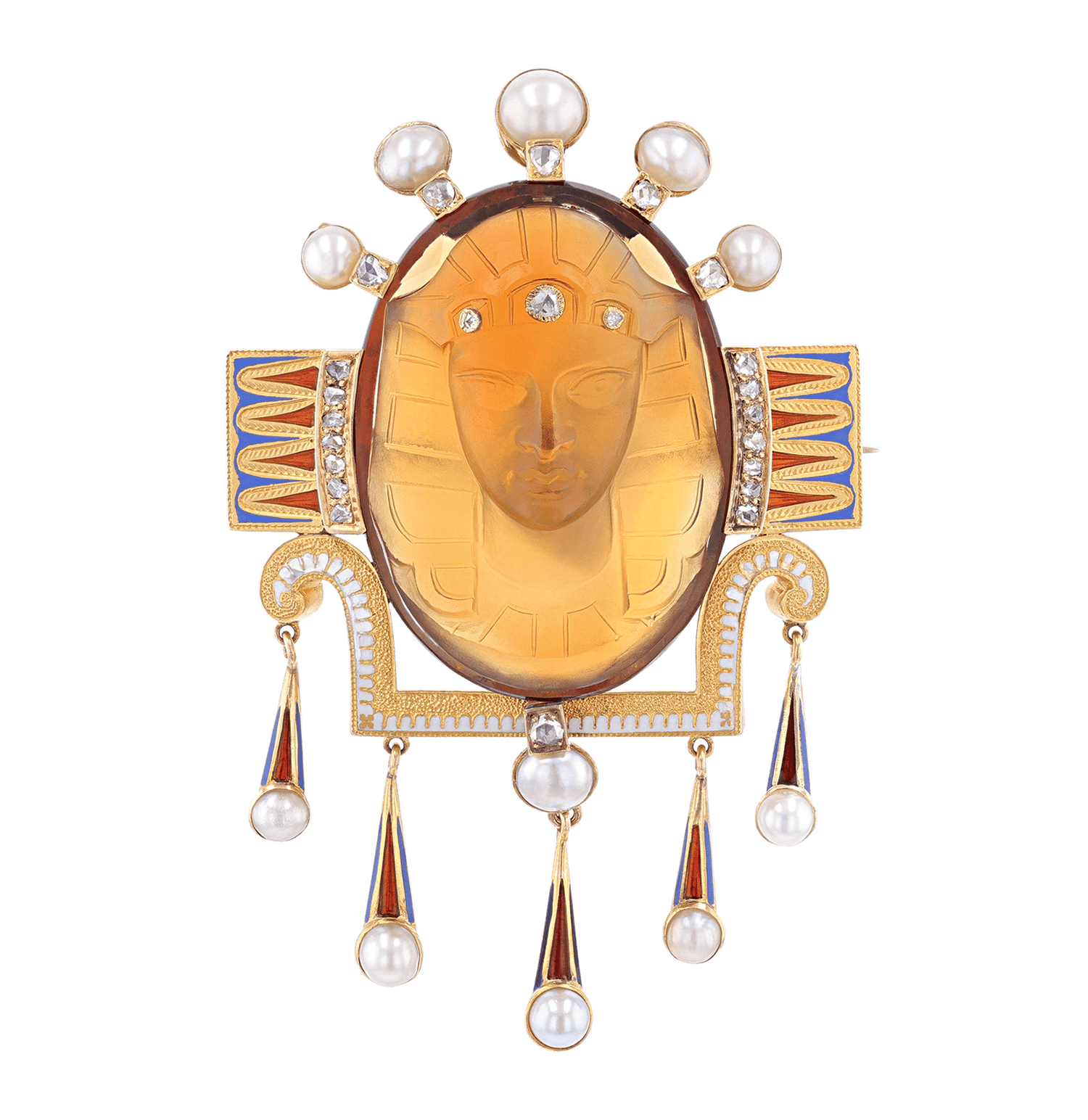 Victorian Egyptian Revival Citrine Brooch