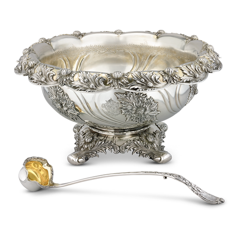 Tiffany & Co. Chrysanthemum Punch Bowl and Ladle