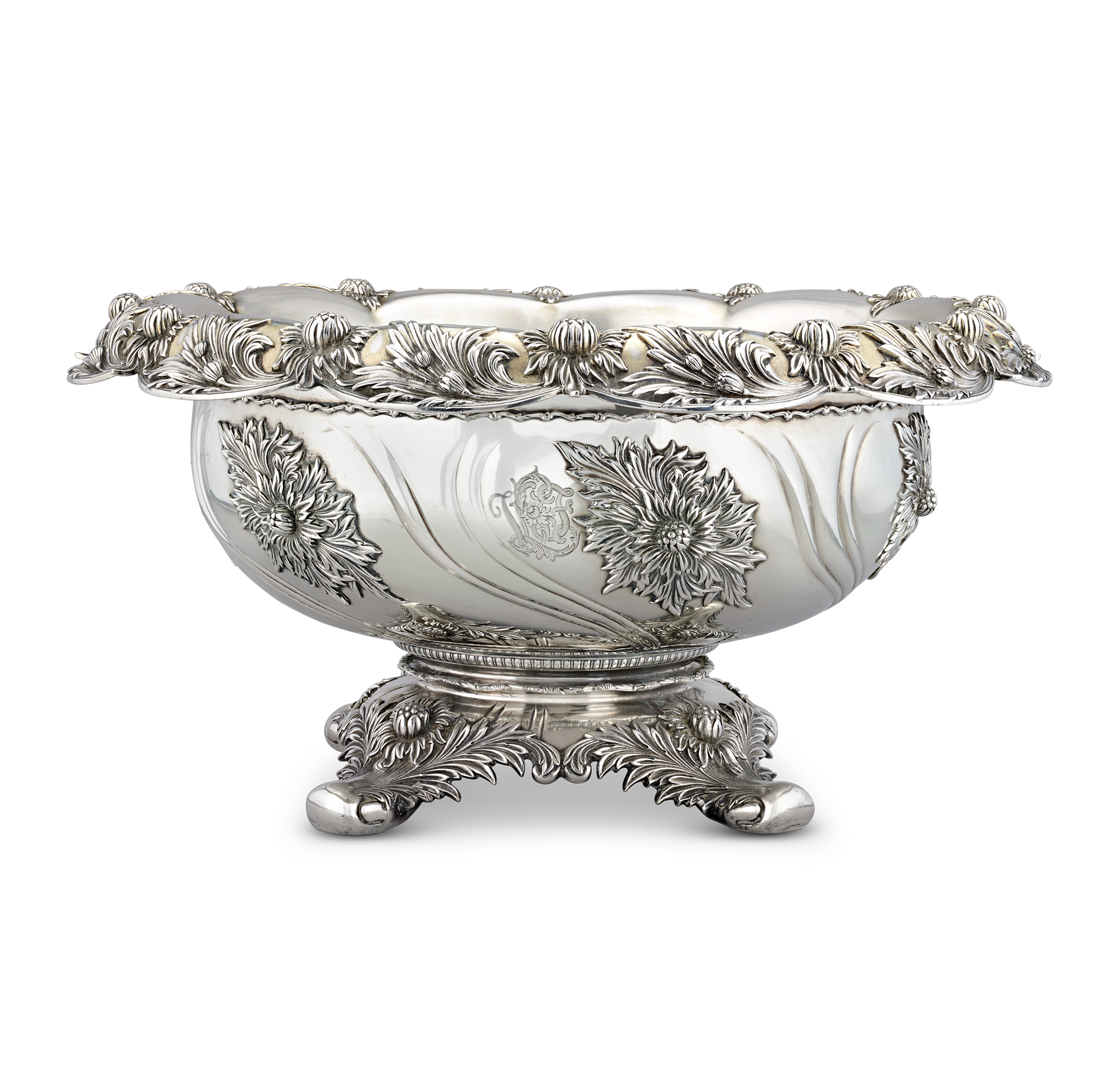 Tiffany & Co. Chrysanthemum Punch Bowl and Ladle