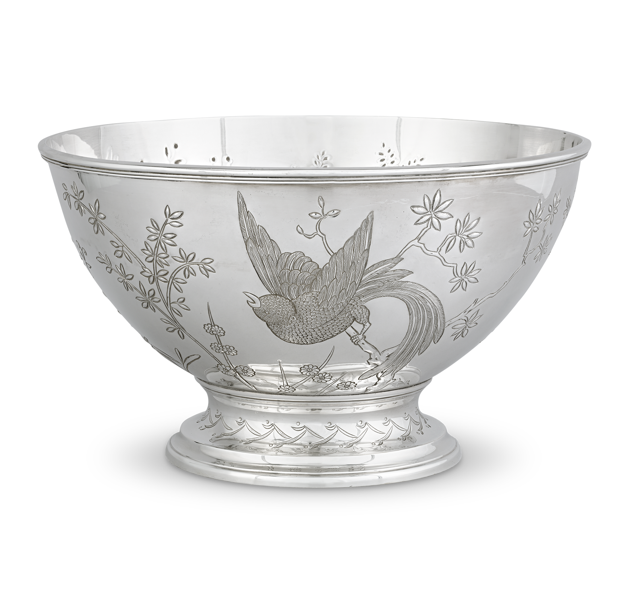 Tiffany & Co. Silver Punchbowl with Bird