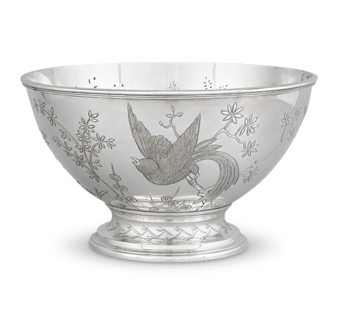 Tiffany & Co. Silver Punchbowl with Bird