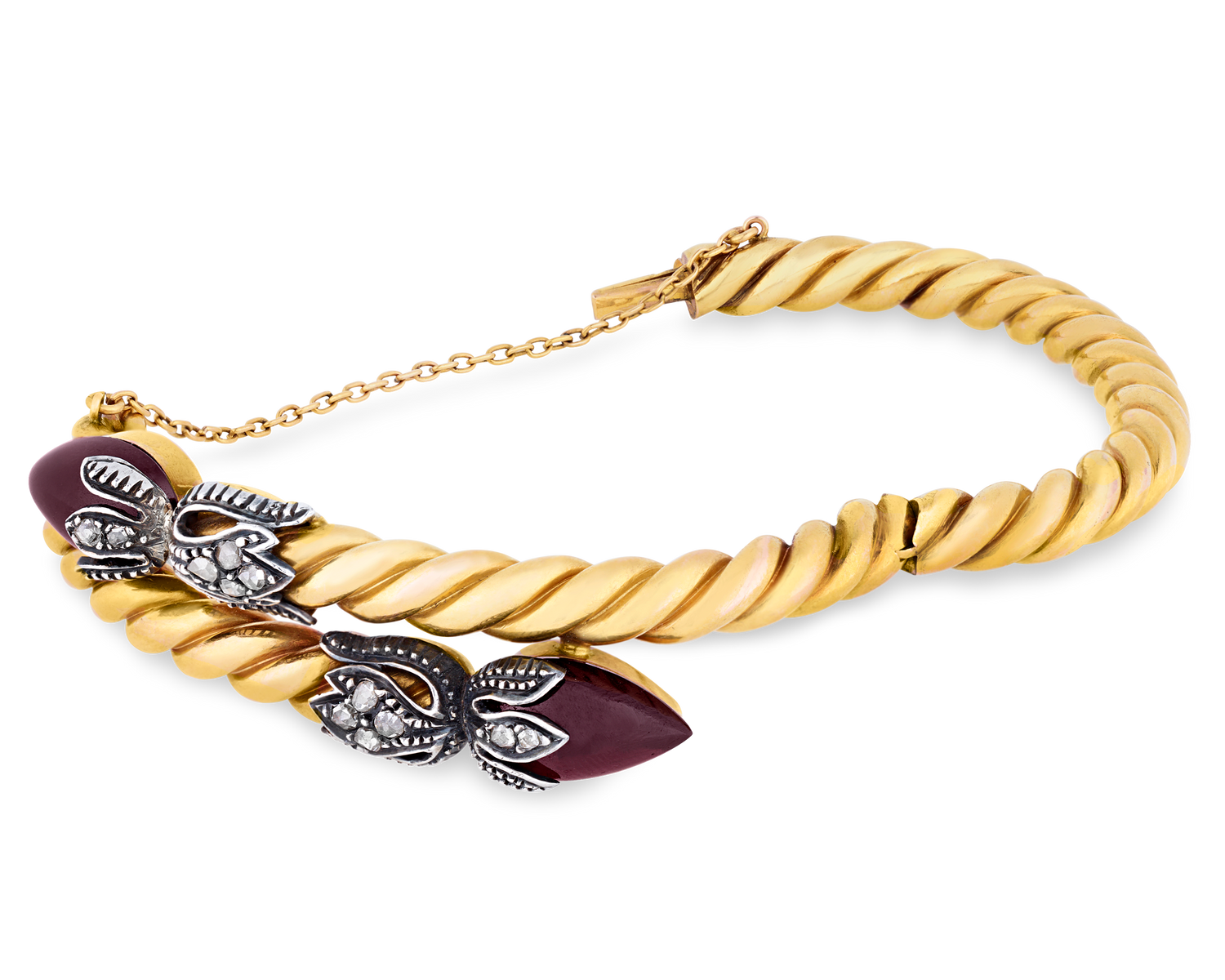 Victorian Garnet Snake Bracelet, 8.00 carats