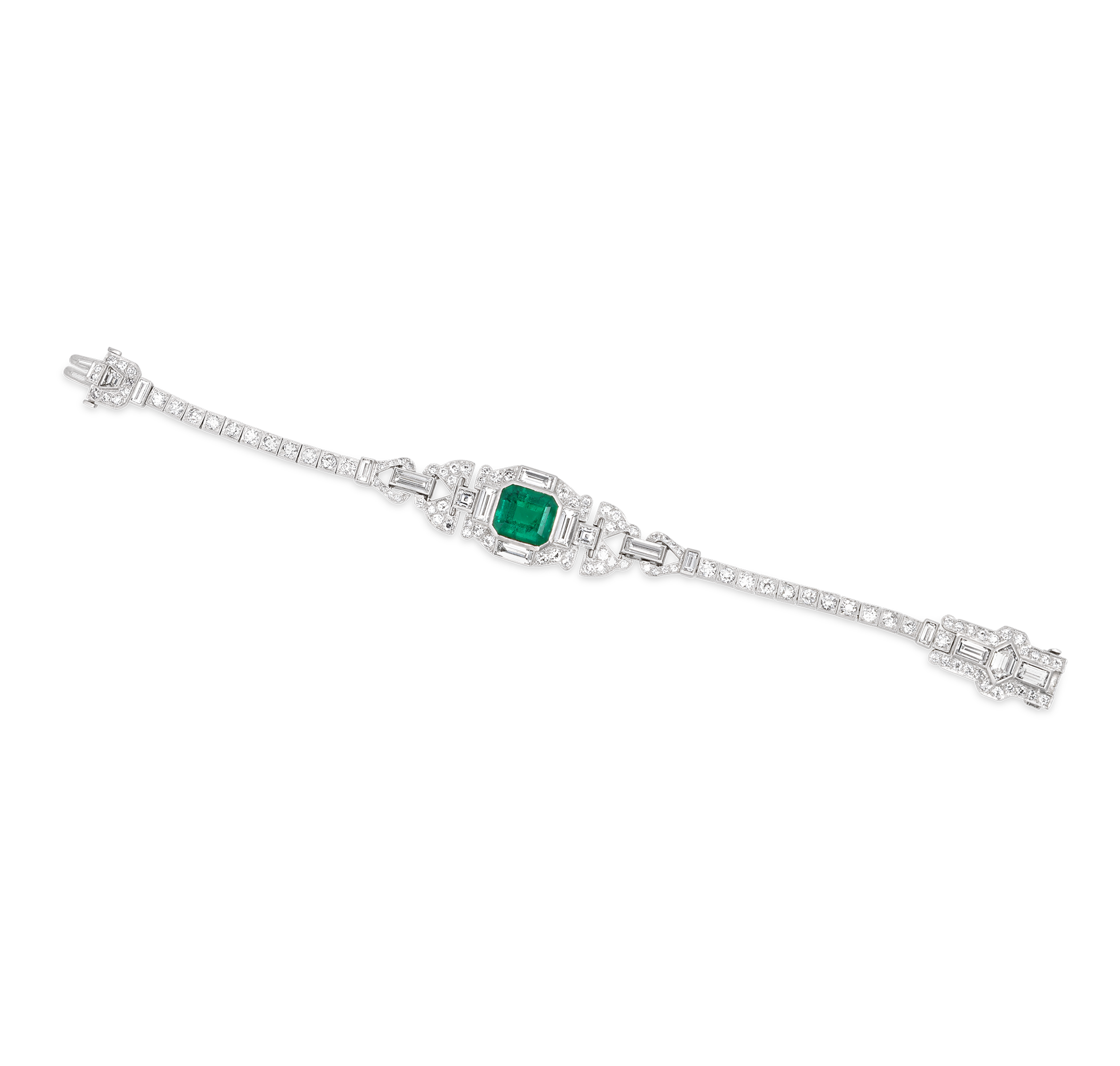 Art Deco Colombian Emerald and Diamond Bracelet