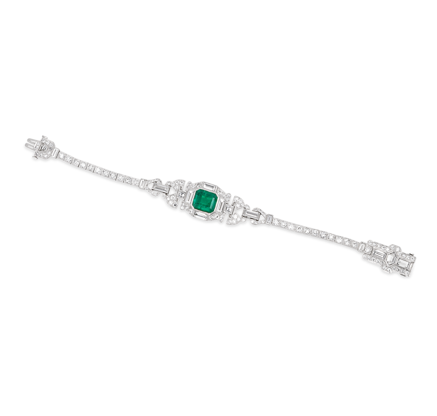 Art Deco Colombian Emerald and Diamond Bracelet