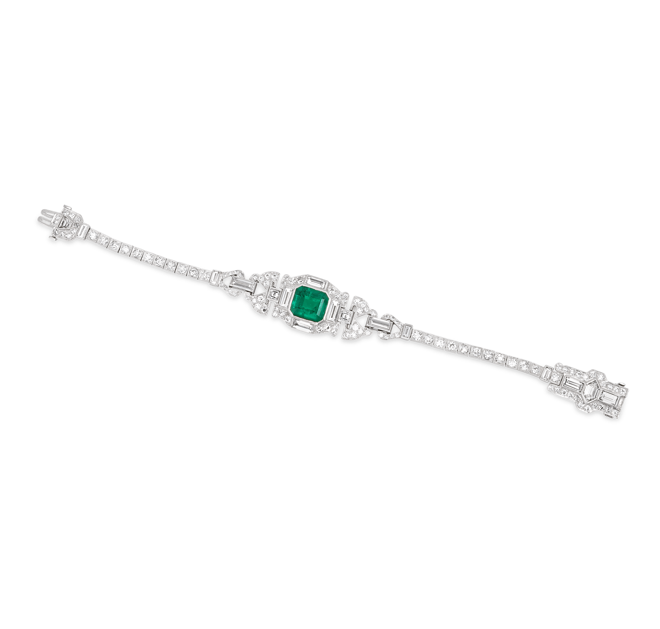 Art Deco Colombian Emerald and Diamond Bracelet