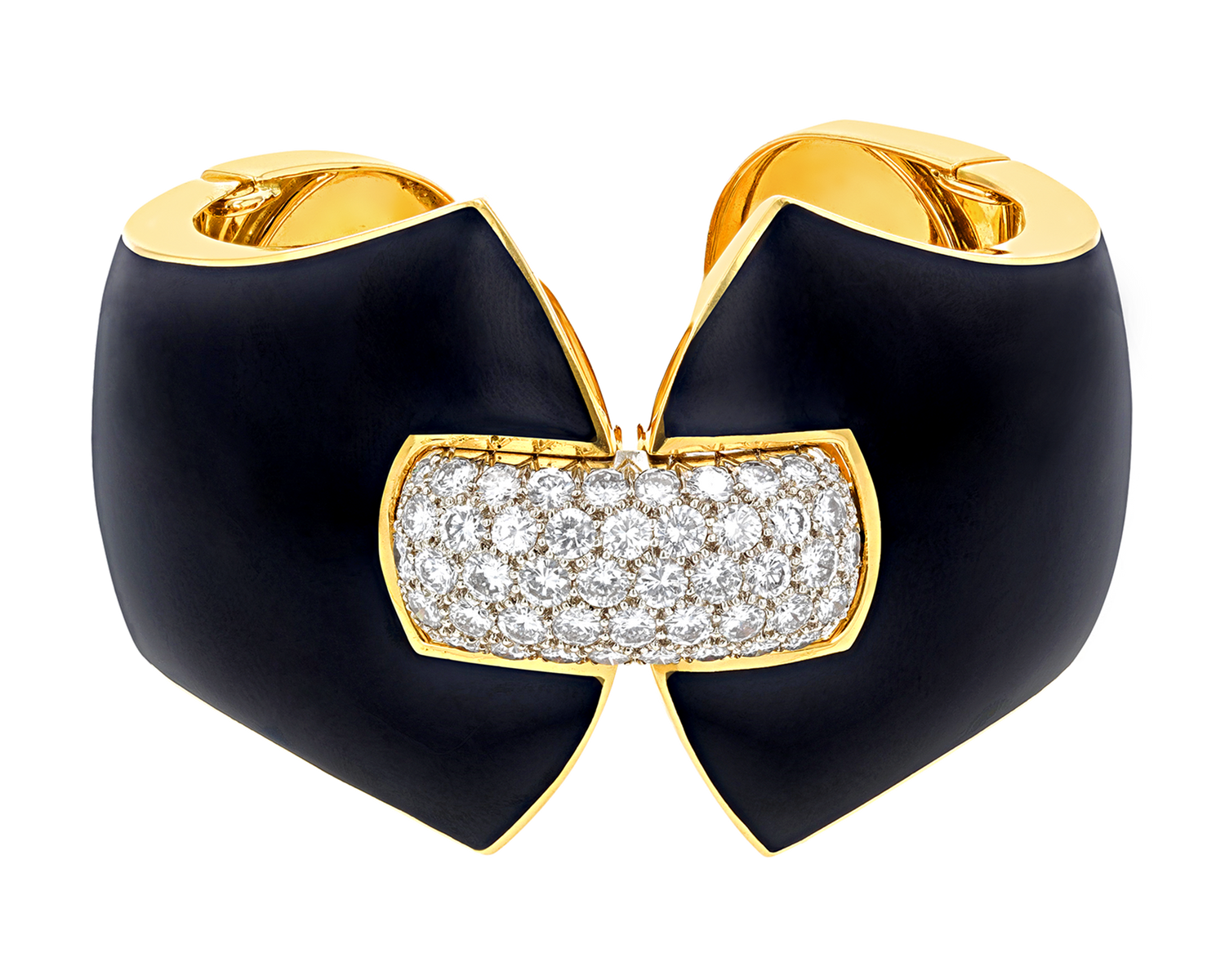 David Webb Princess Lilian Black Enamel and Diamond Cuff Bracelet | M.S ...