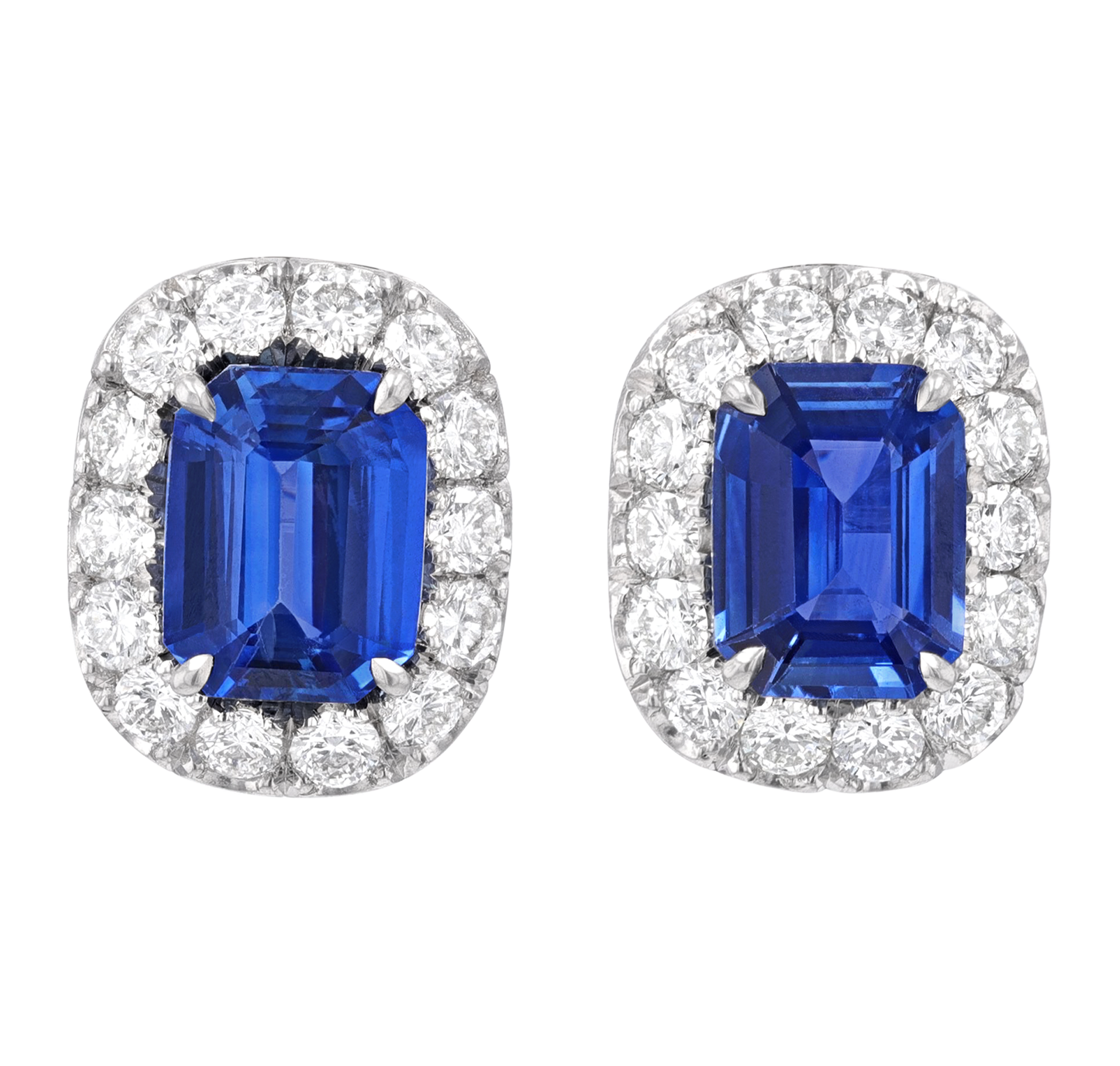 Emerald Cut Sapphire Earrings, 4.66 carats