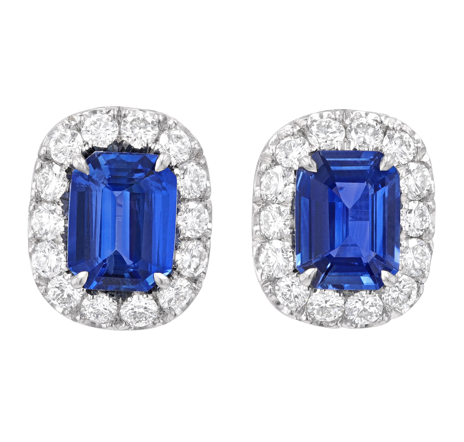 Emerald Cut Sapphire Earrings, 4.66 carats