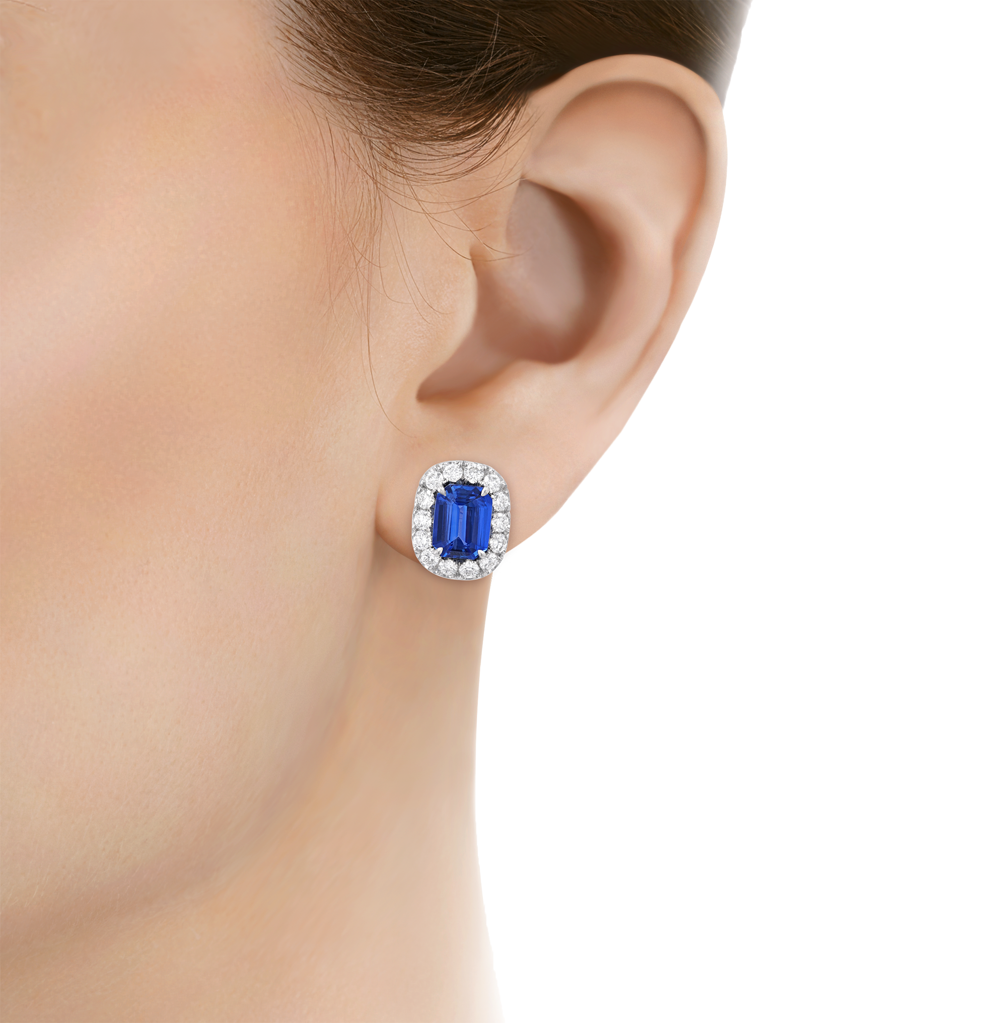 Emerald Cut Sapphire Earrings, 4.66 carats