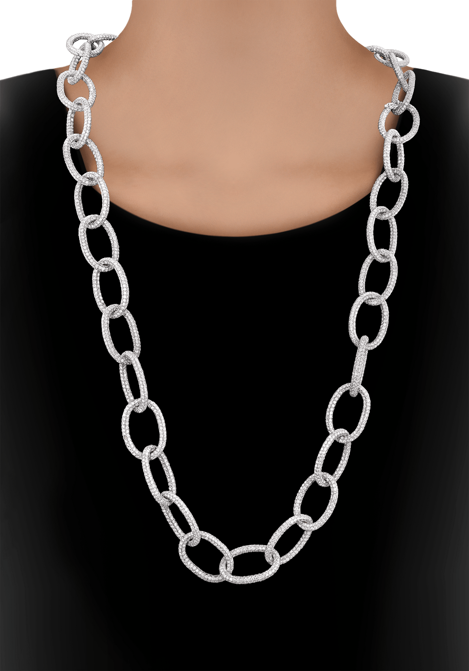 Pavé Diamond Link Necklace, 67.00 carats