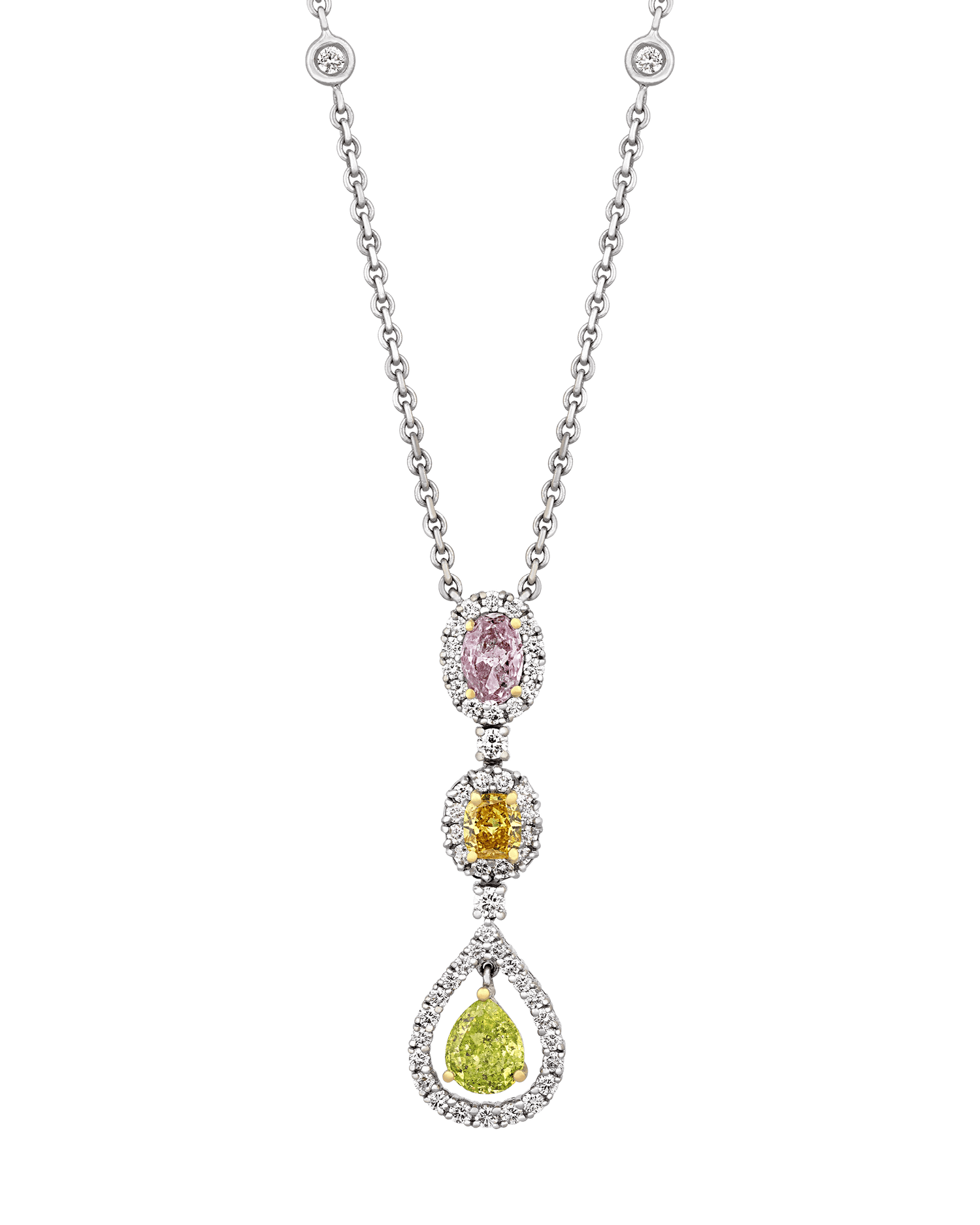 Multi-Color Diamond Drop Necklace