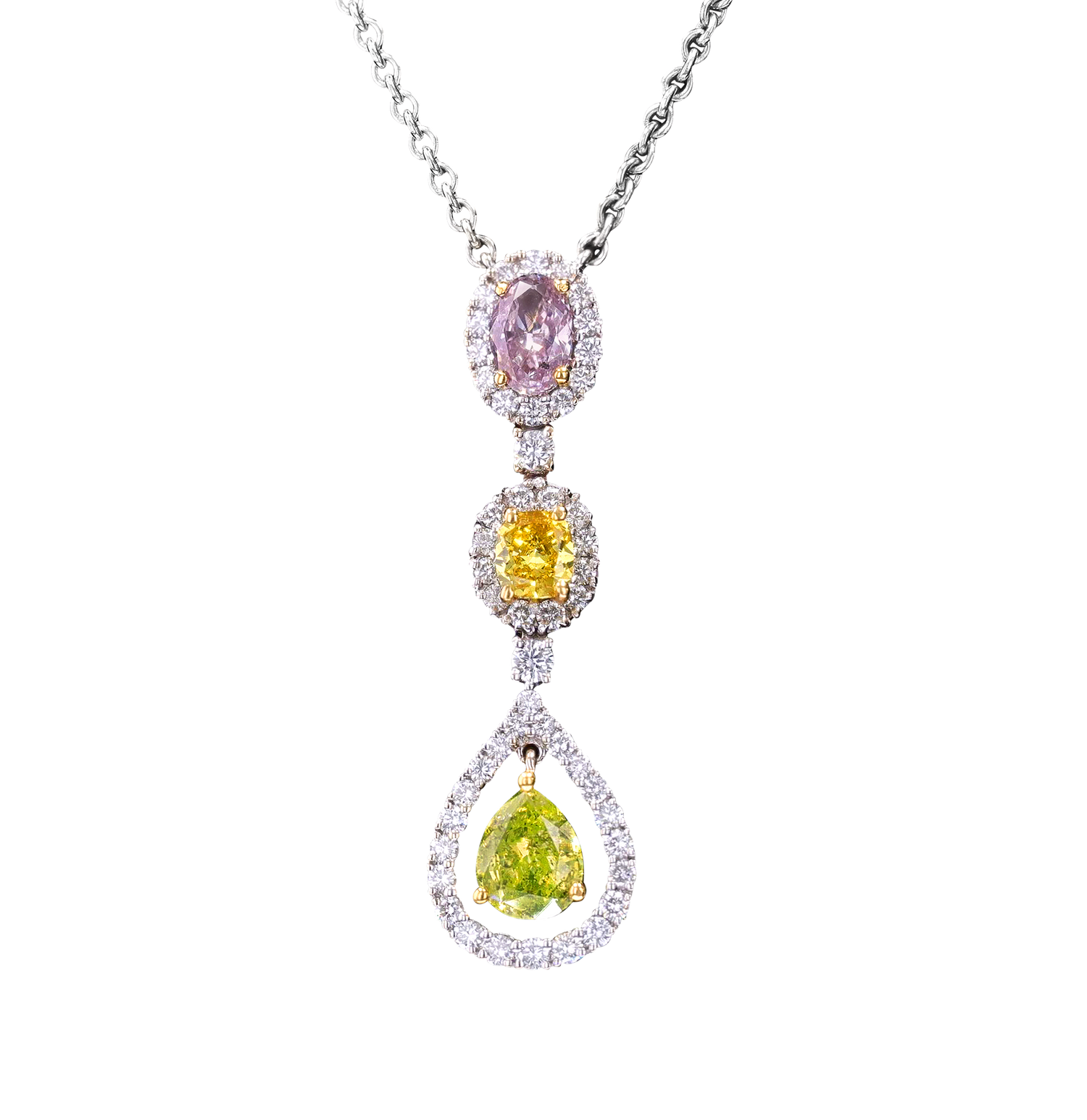 Multi-Color Diamond Drop Necklace