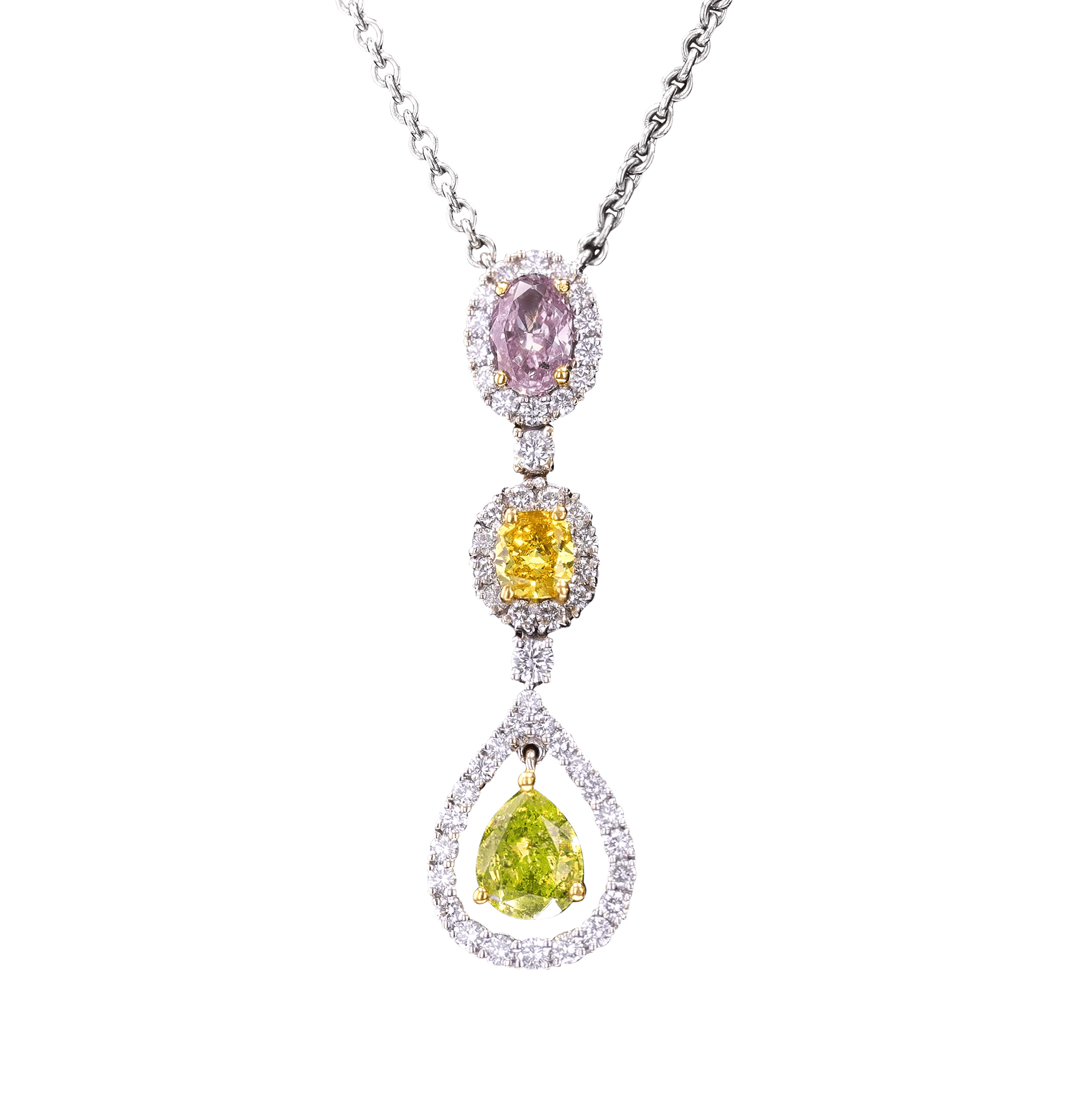 Multi-Color Diamond Drop Necklace