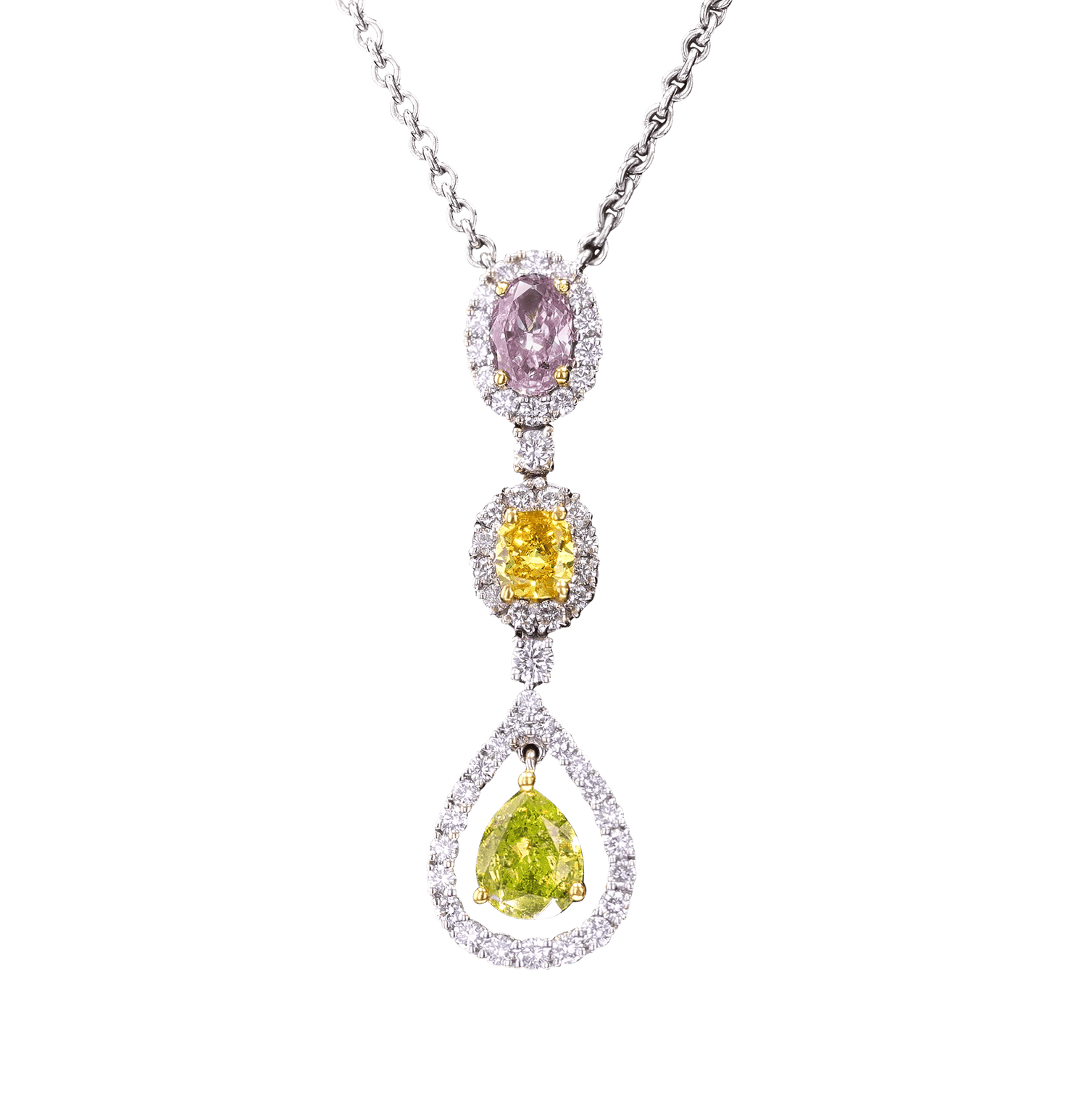 Multi-Color Diamond Drop Necklace